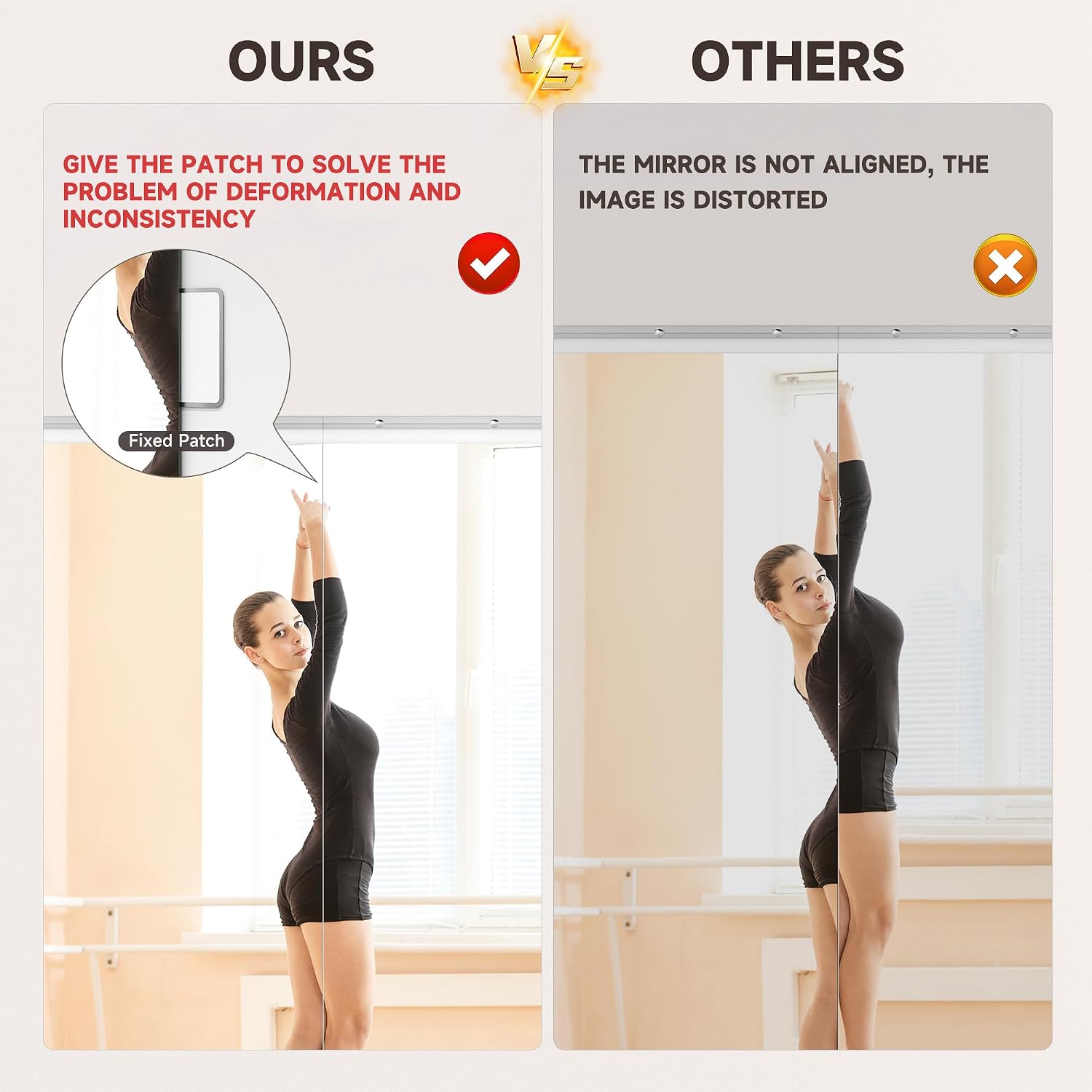 Hasipu Large Frameless Yoga Mirror KM-YOGA-R