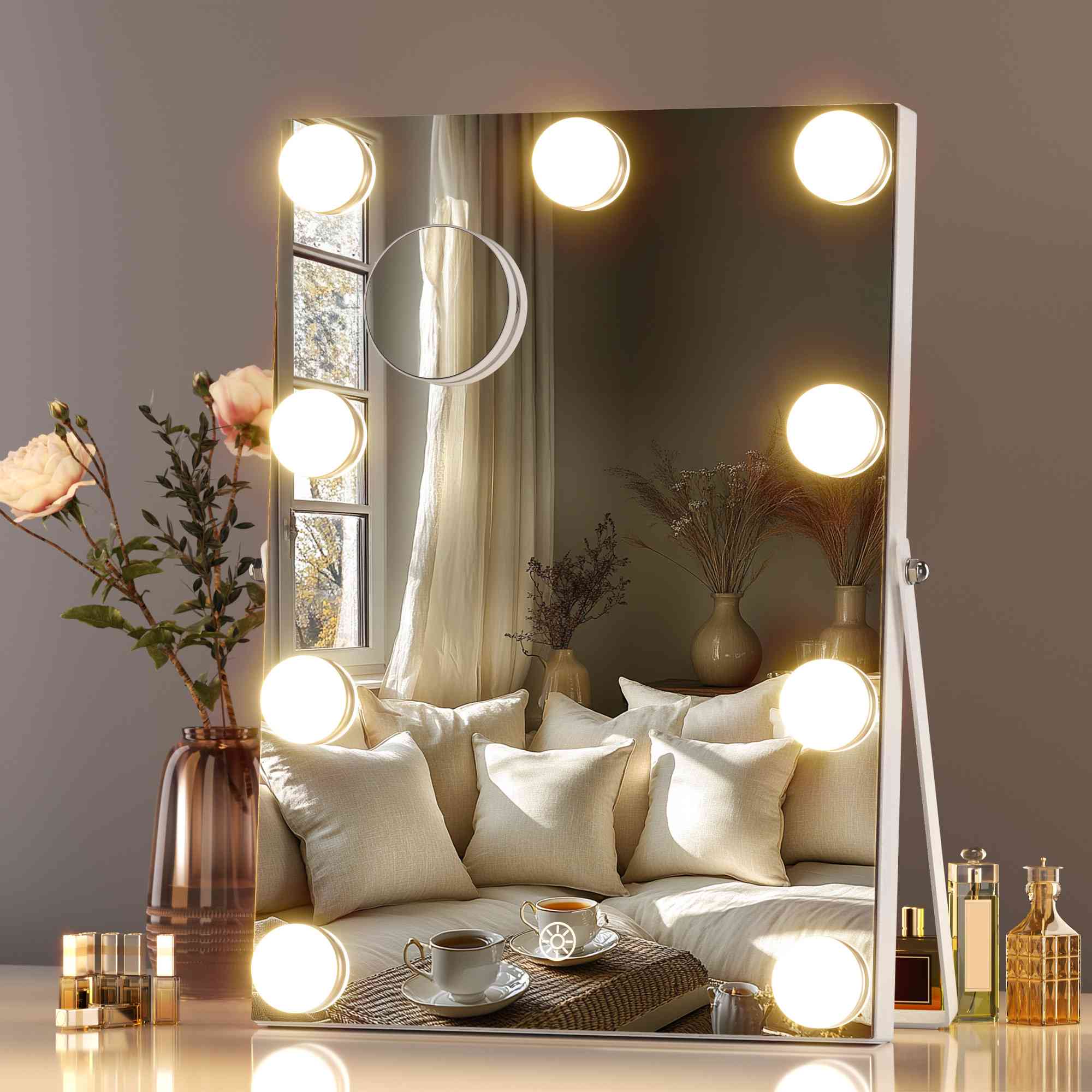 HASIPU Hollywood Vanity Makeup Mirror, Bluetooth White