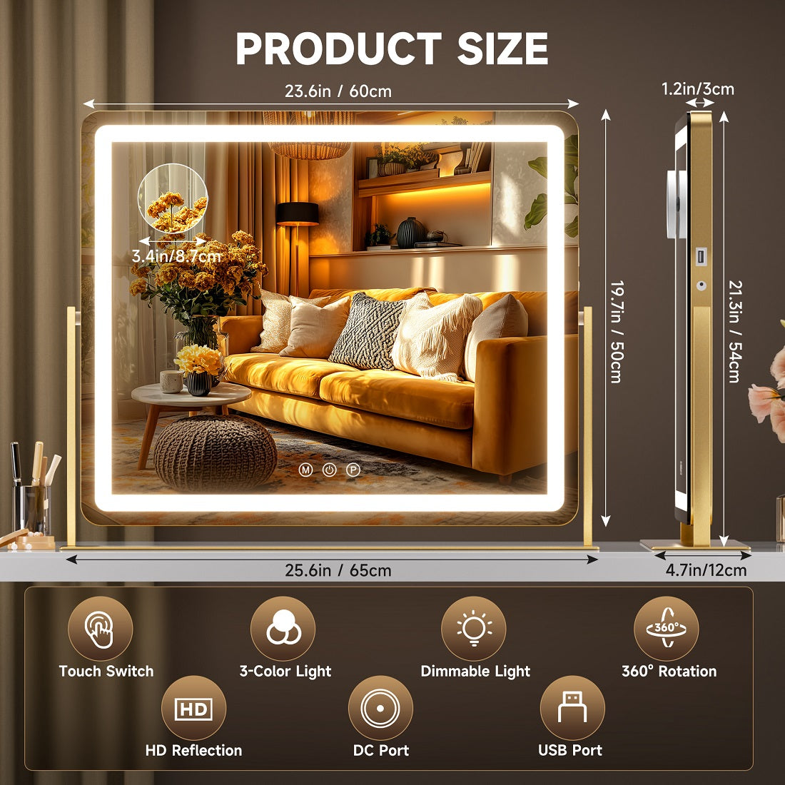 Hasipu LED Makeup Mirror, Vanity Mirror with Lights ZBW9001S