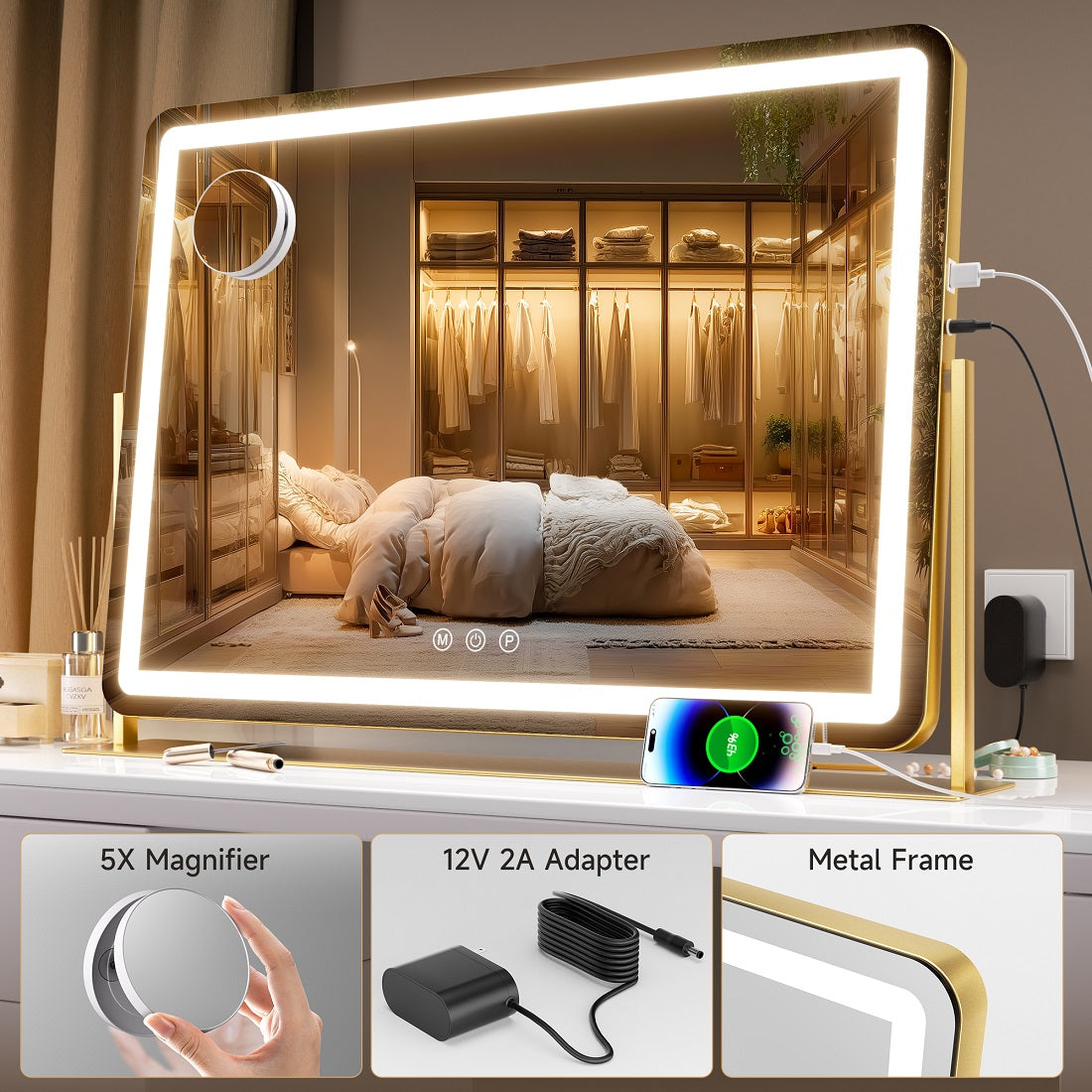 Hasipu LED Makeup Mirror, Vanity Mirror with Lights ZBW9001S