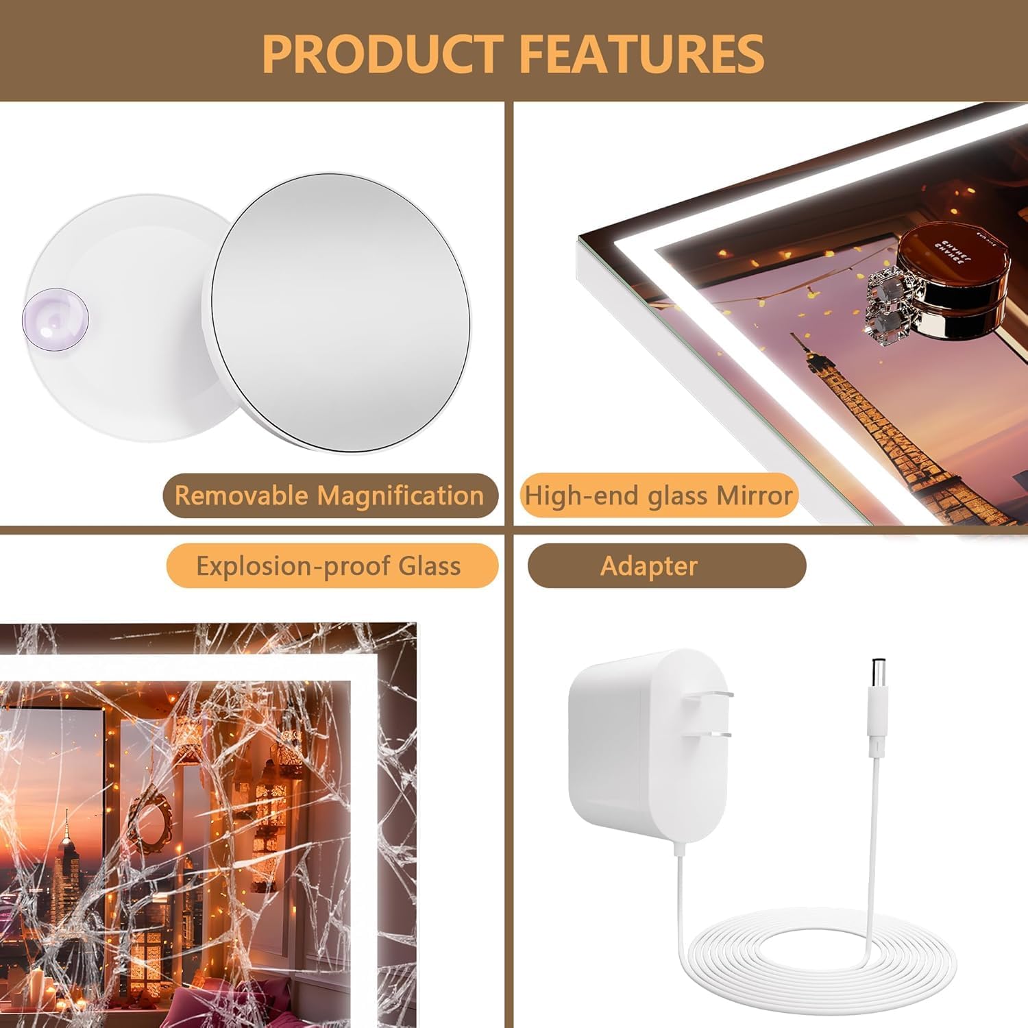 Hasipu LED Vanity Mirror with Lights, Makeup Mirror ZAWG9002S
