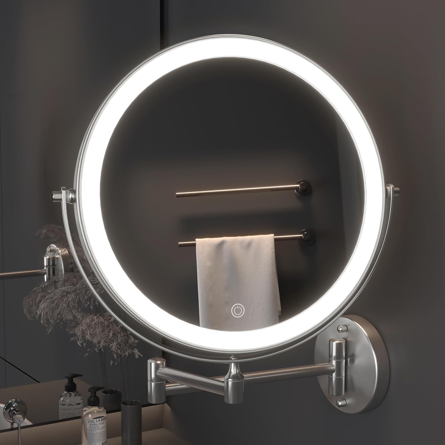 Hasipu Round Wall Mounted Makeup Mirror with 10X Magnification HZ019