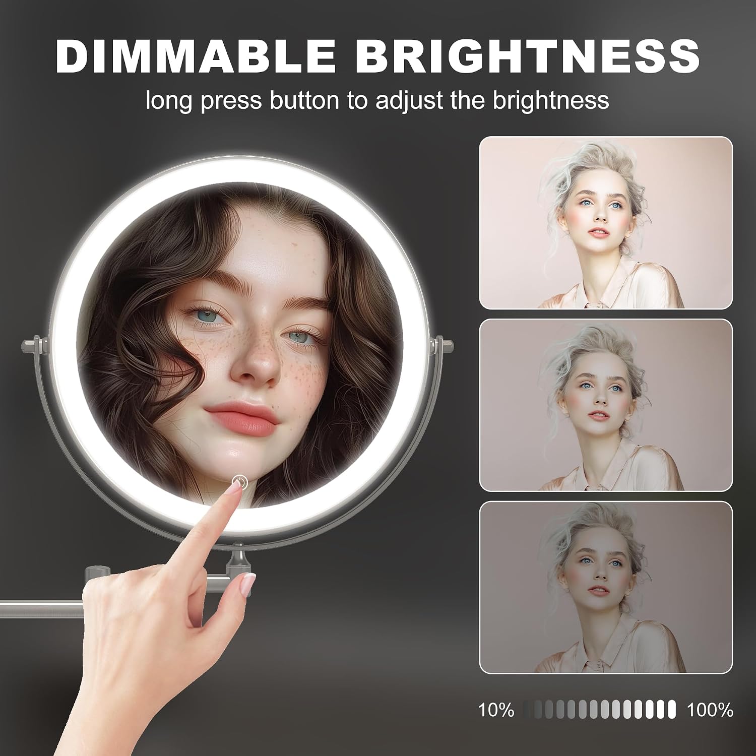 Hasipu Round Wall Mounted Makeup Mirror with 10X Magnification HZ019
