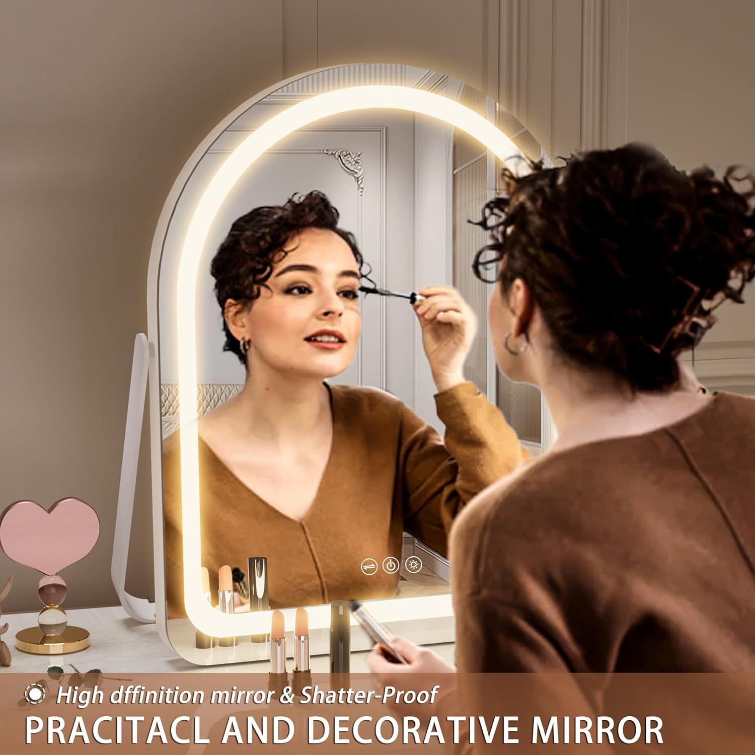 HAISPU Vanity Mirror with Light, Arched LED Makeup Mirror, Bluetooth