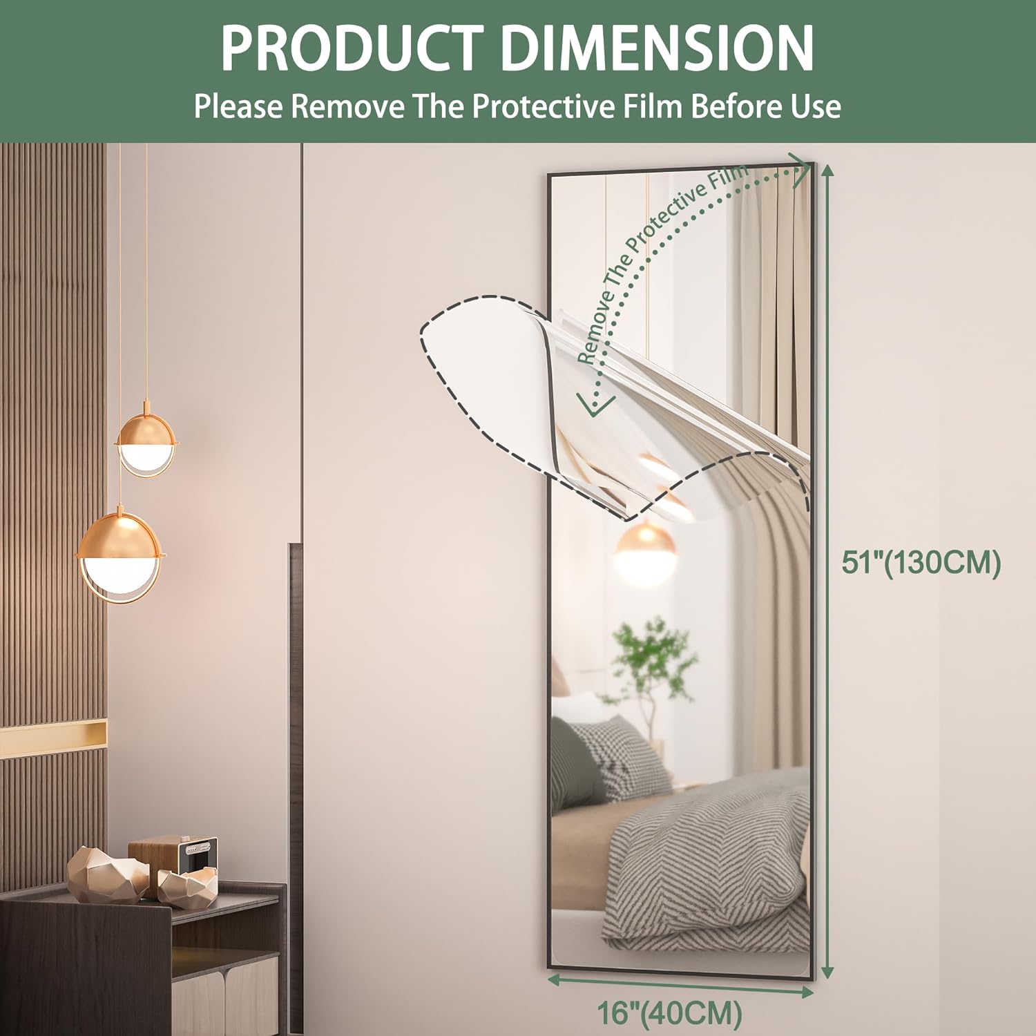 HASIPU Full Length, 51" x 16"  Full Body Door Mirror Wall Mirror