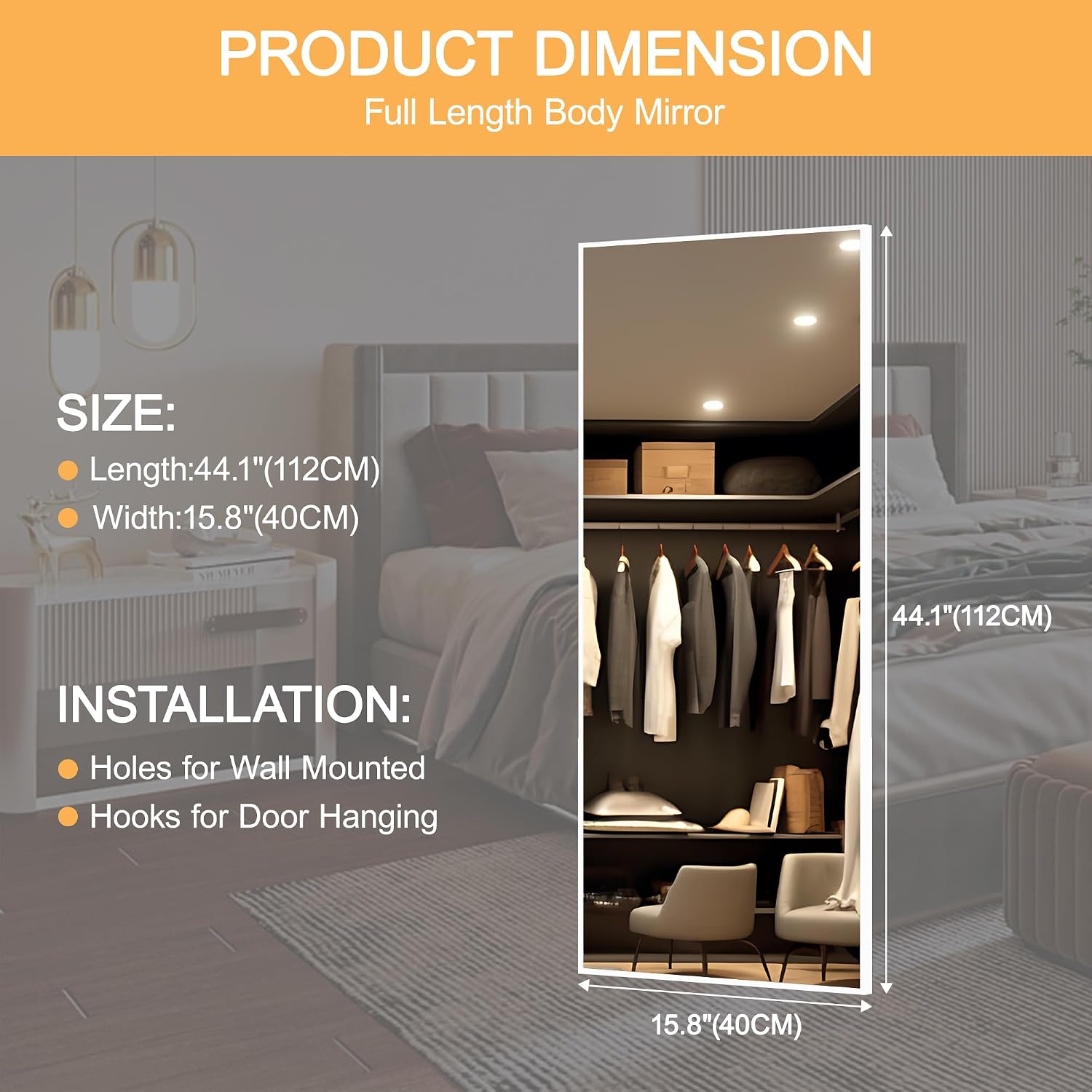 Hasipu Full Length Mirror Over-the-Door Mirror GM010