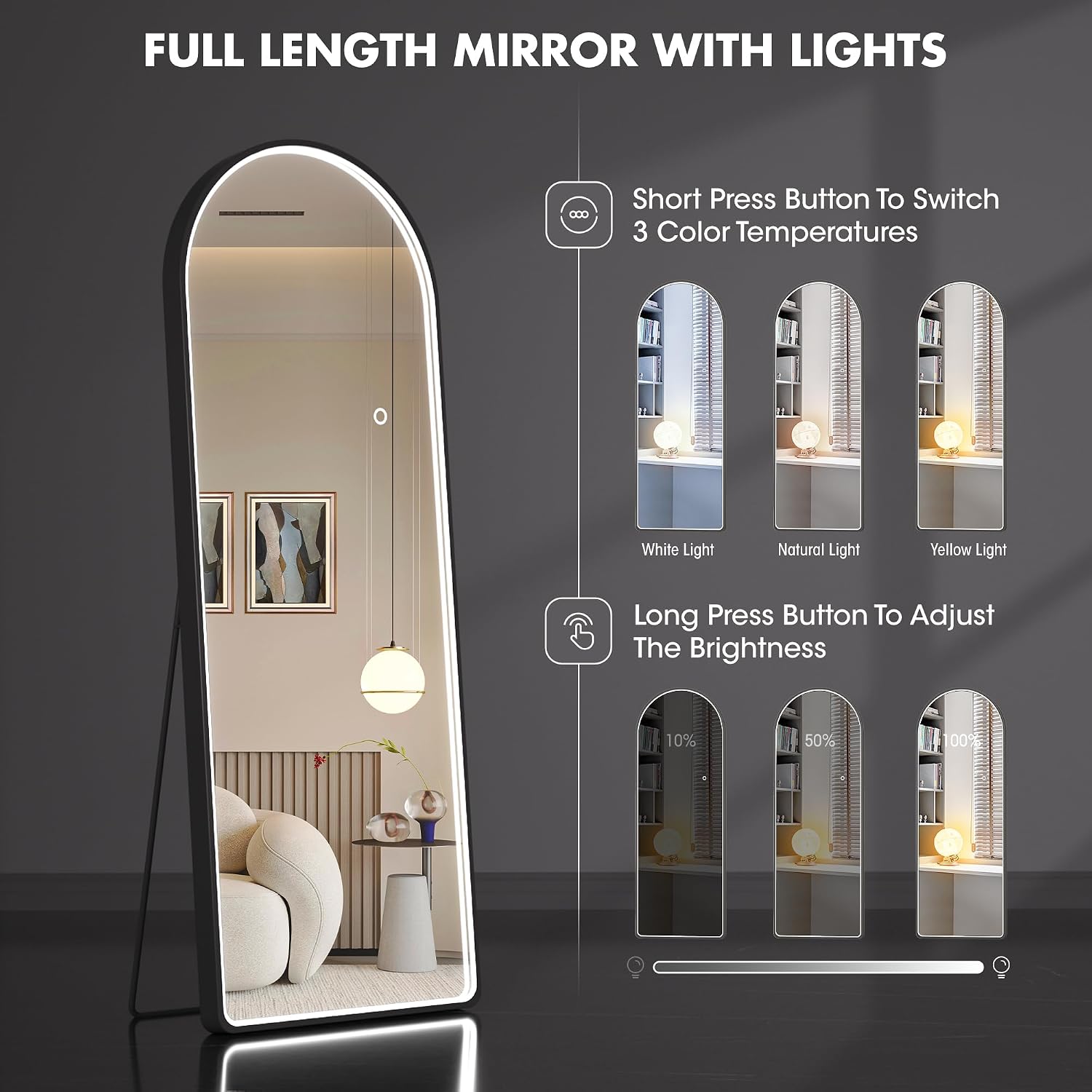 Hasipu Arch LED Full Length Mirrors with Light XX-LDGXCG