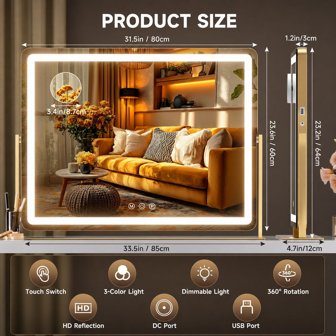 Hasipu LED Makeup Mirror, Vanity Mirror with Lights ZBW9001S
