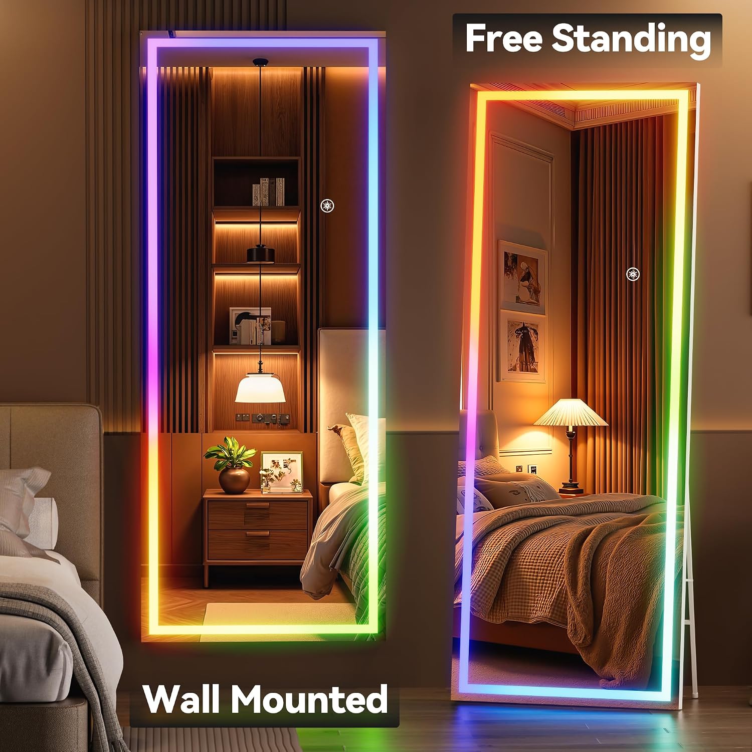Hasipu LED Full Length Mirrors with Light and Bluetooth KM-RGB-LED