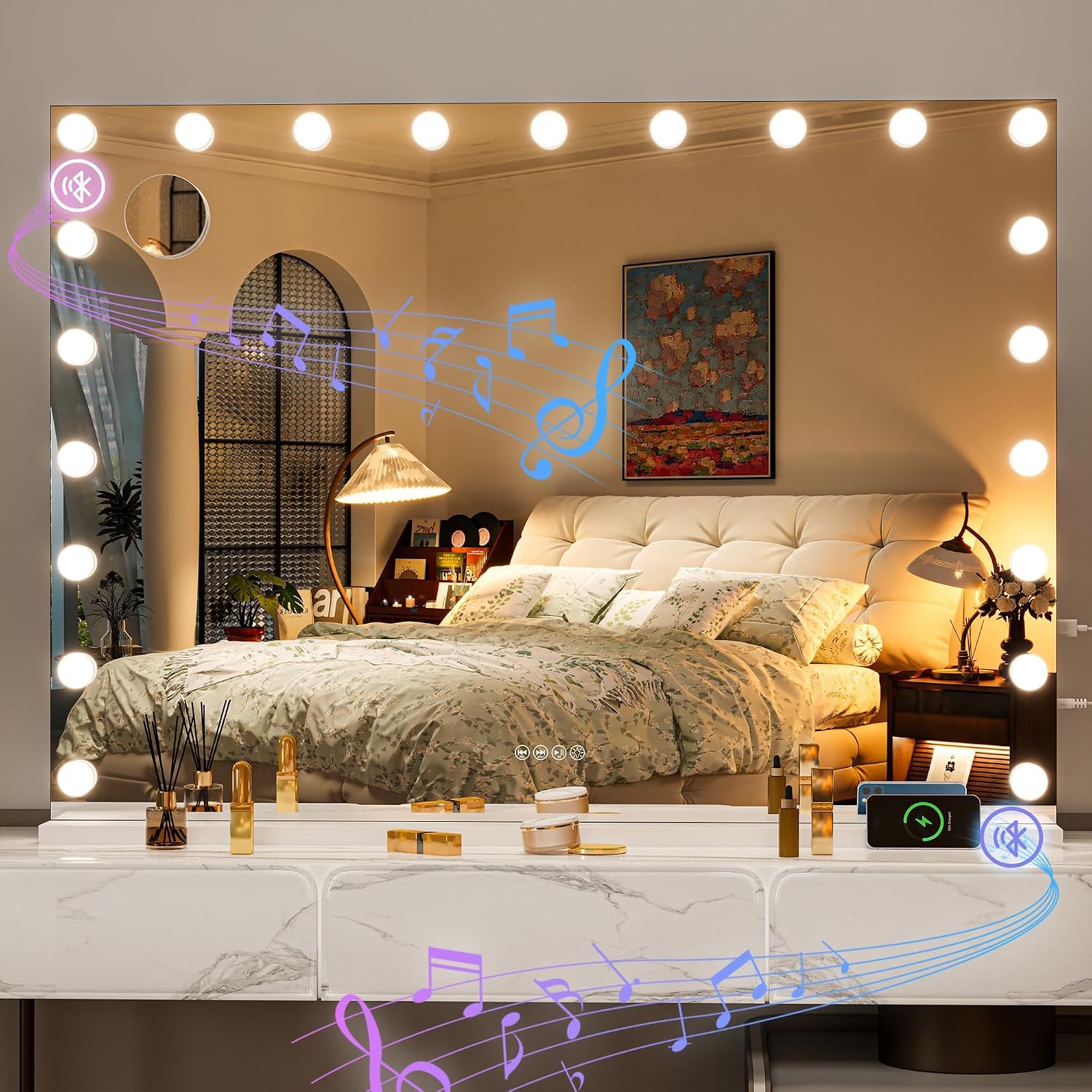 Hasipu Vanity Makeup Hollywood Mirror with 21 Dimmable Bulbs HA-KM-HLW1