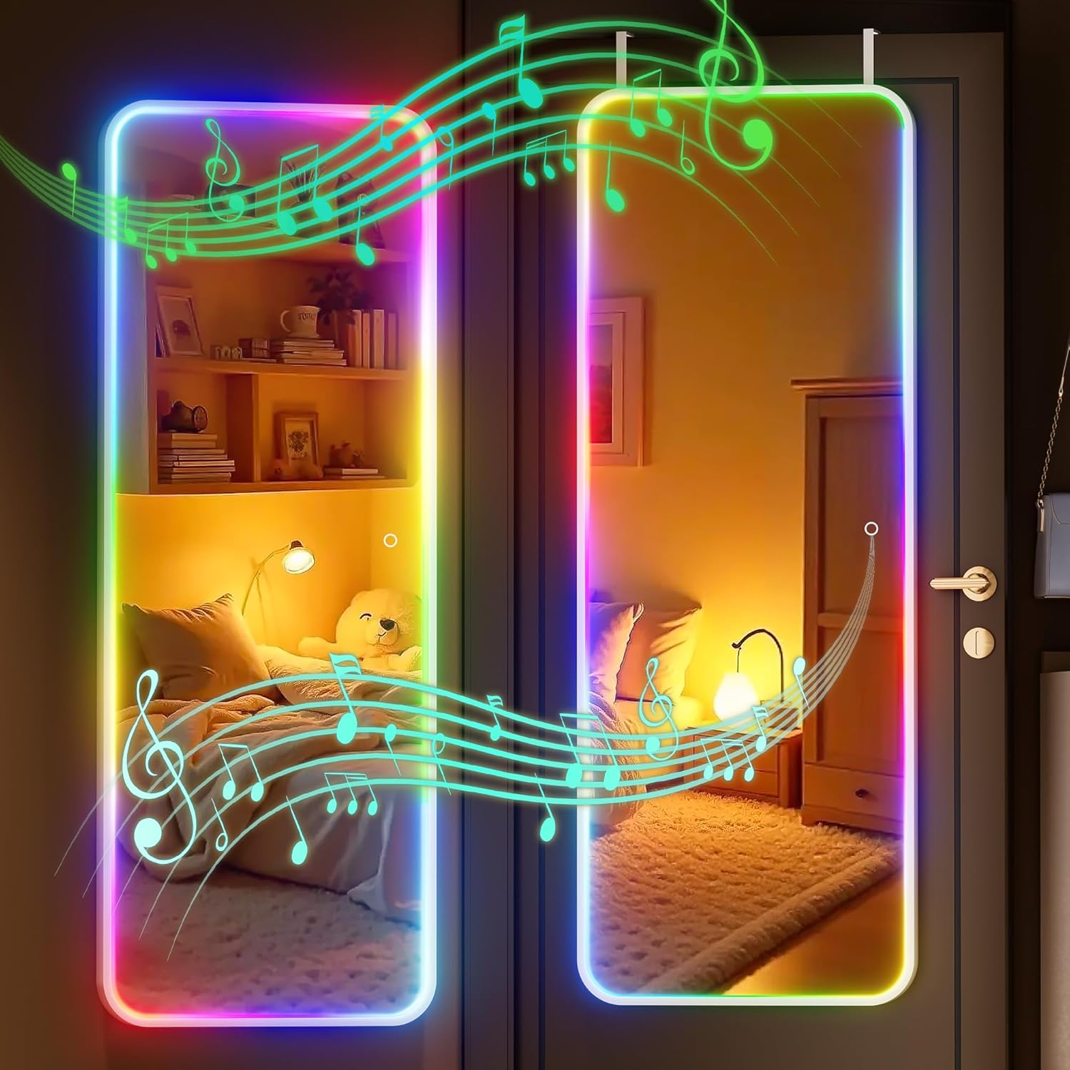 Hasipu LED Full Length Mirrors with Light and Bluetooth XX-RGB-GM