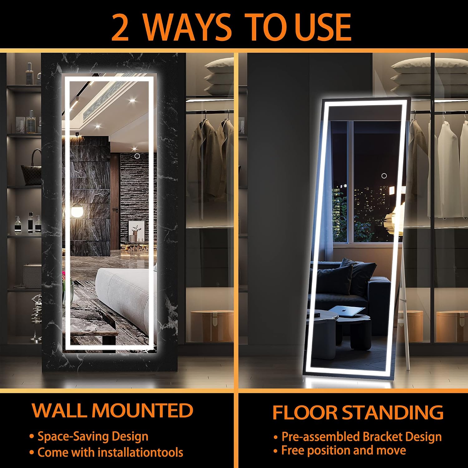 Hasipu LED Full Length Mirrors with Light KM-LED14140