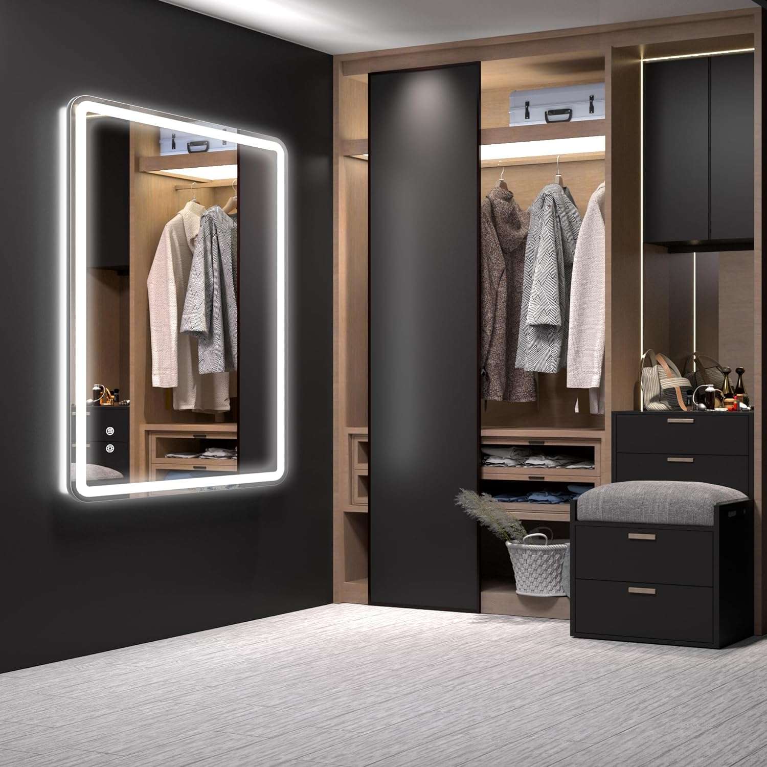 HASIPU Bathroom Mirror, LED Bathroom Mirror Lighted Mirror, Round