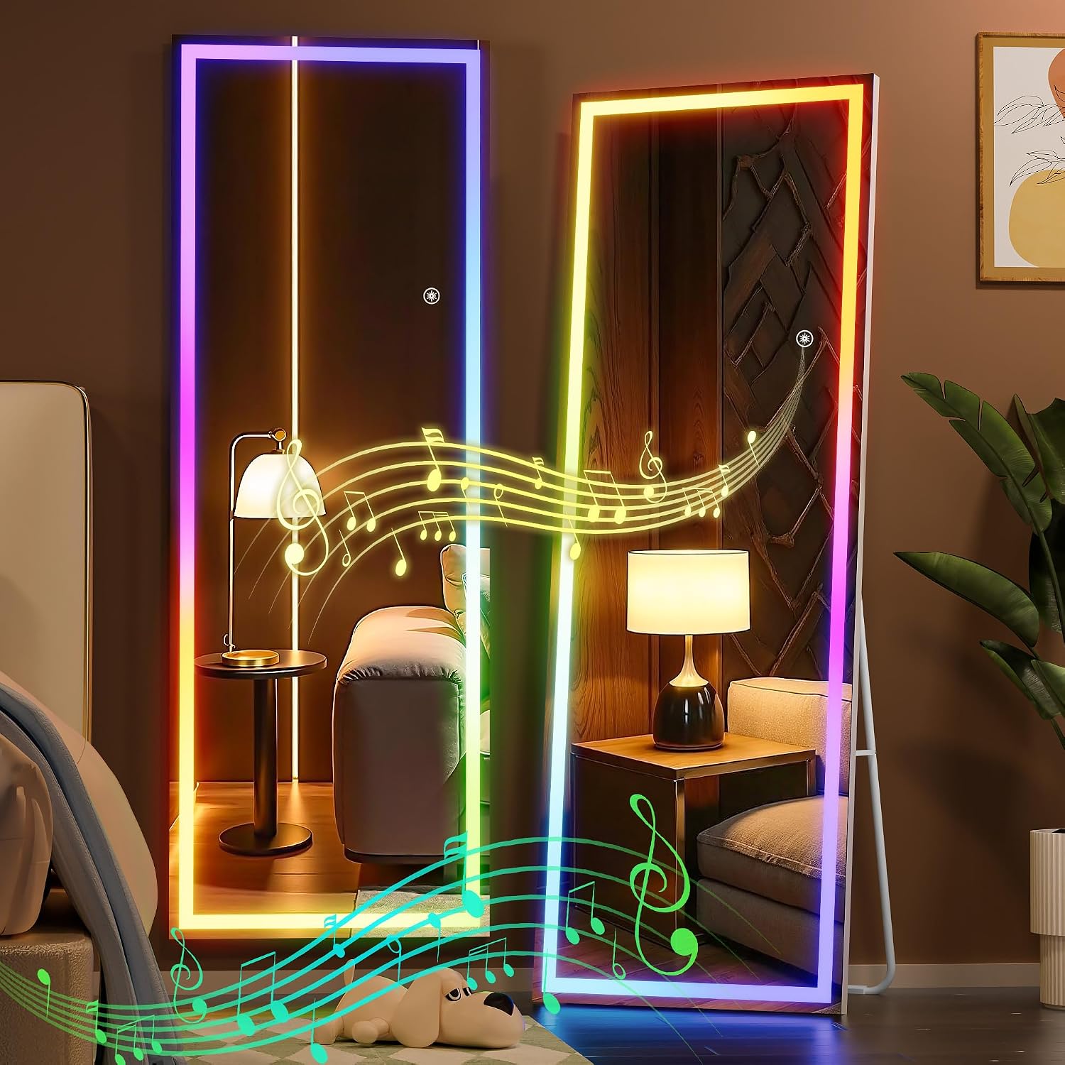 Hasipu LED Full Length Mirrors with Light and Bluetooth KM-RGB-LED