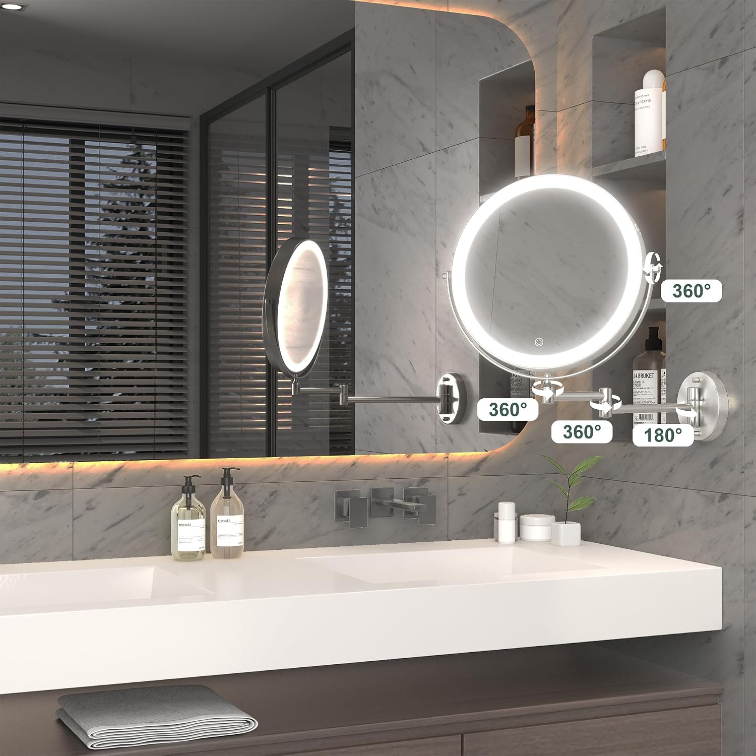 Hasipu Round Wall Mounted Makeup Mirror with 10X Magnification HZ019