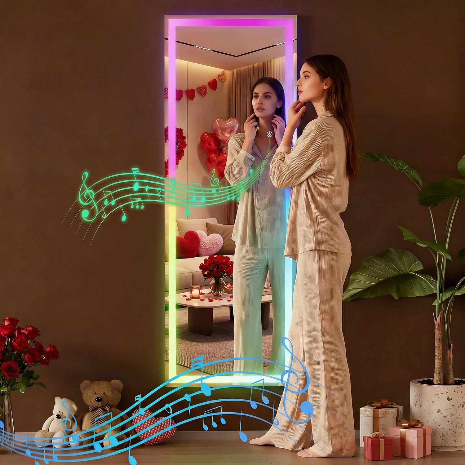 Hasipu LED Full Length Mirrors with Light and Bluetooth KM-RGB-LED