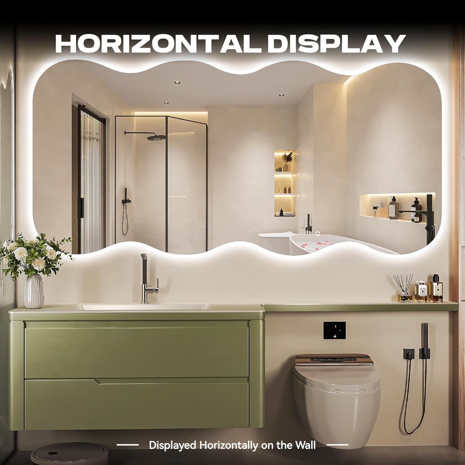 Hasipu Large Decorative Wall Mirror for Home Decor KM-QJ-WAVE