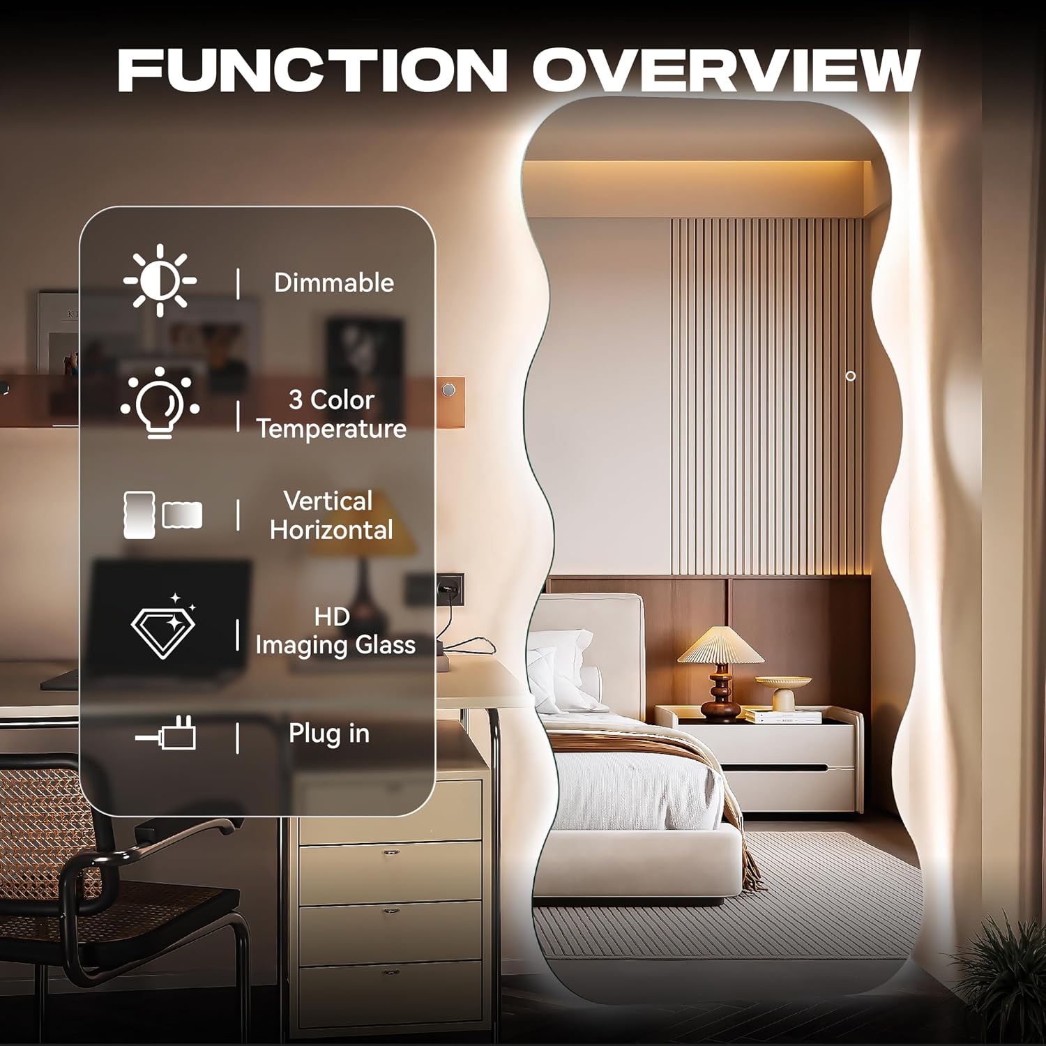 Hasipu Large Decorative Wall Mirror for Home Decor KM-QJ-WAVE