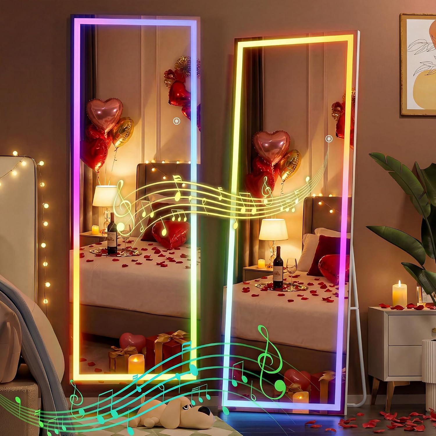 Hasipu LED Full Length Mirrors with Light and Bluetooth KM-RGB-LED