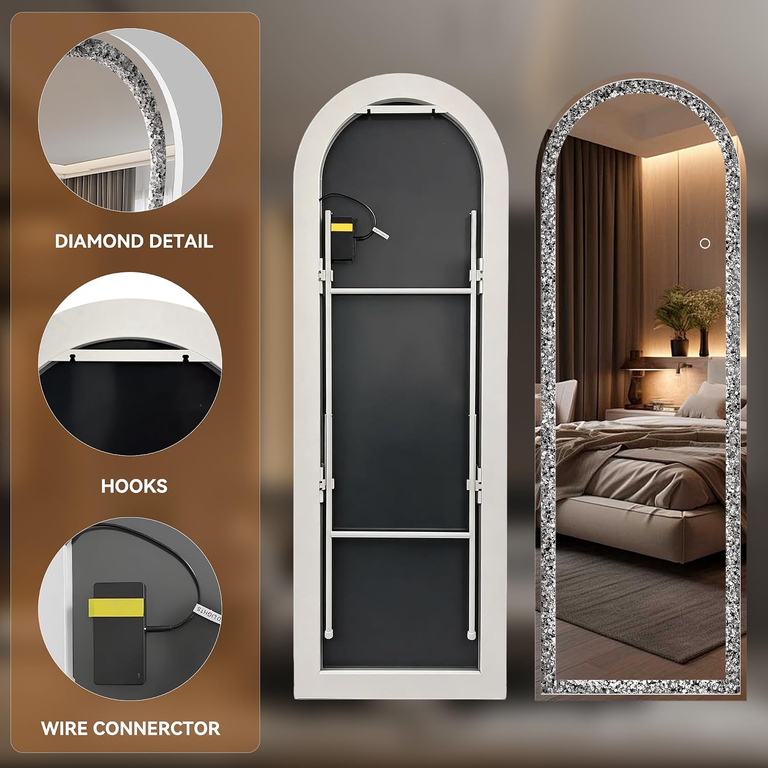 Hasipu LED Diamond Full-length Mirror KM-DIAC-FLB