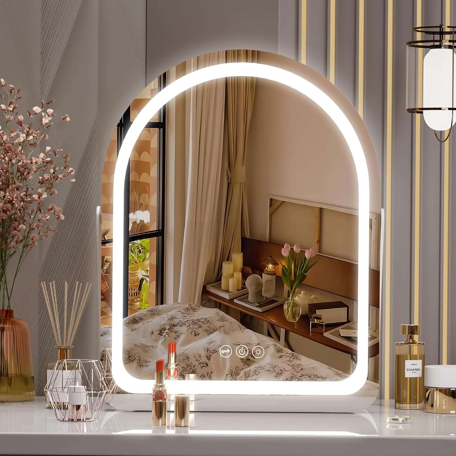 HAISPU Vanity Mirror with Light, Arched LED Makeup Mirror, Bluetooth