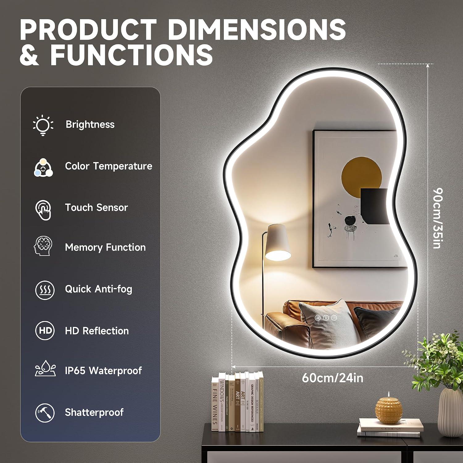 Hasipu LED Lrregular Mirrors with Light KM-BGZ