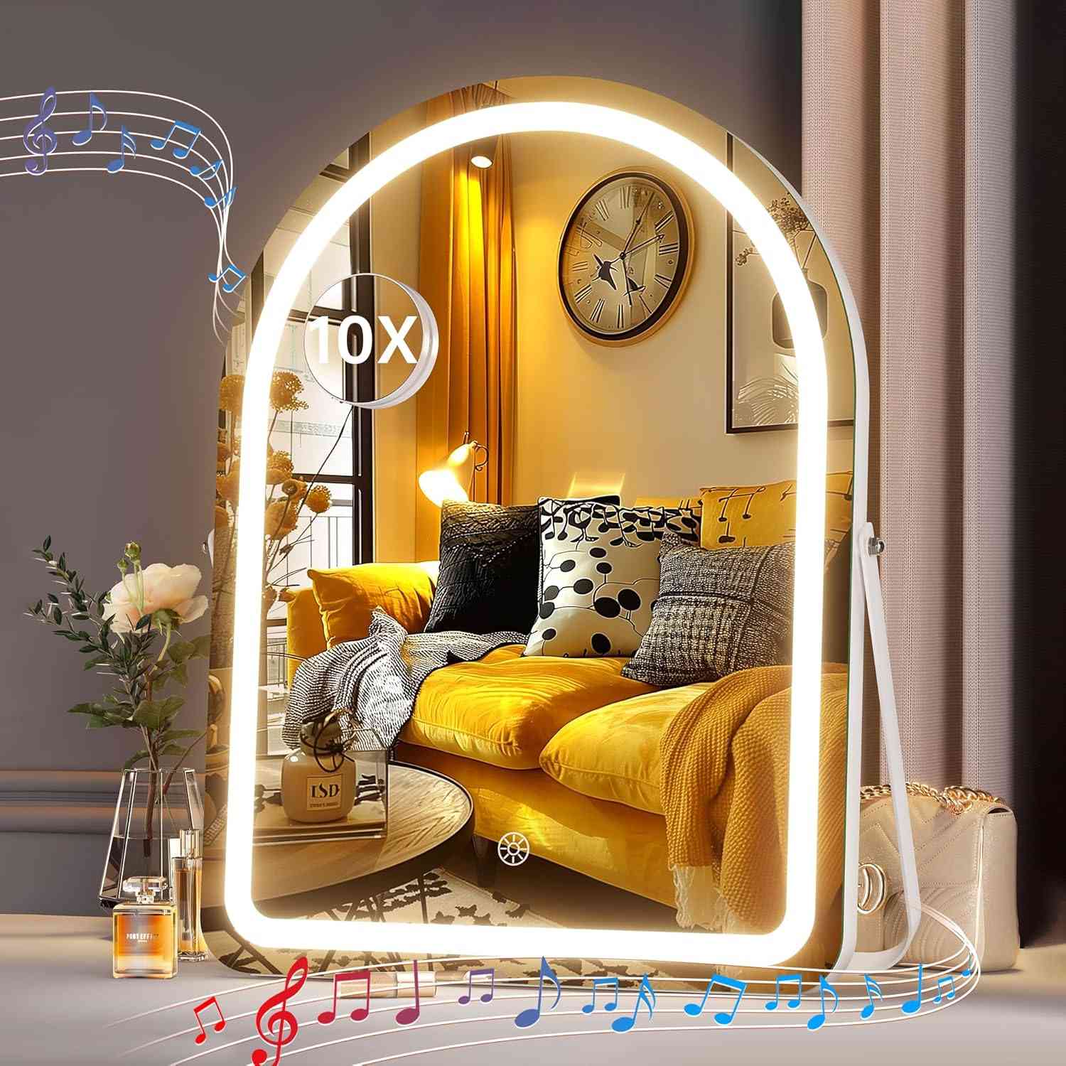 HAISPU Vanity Mirror with Light, Arched LED Makeup Mirror, Bluetooth