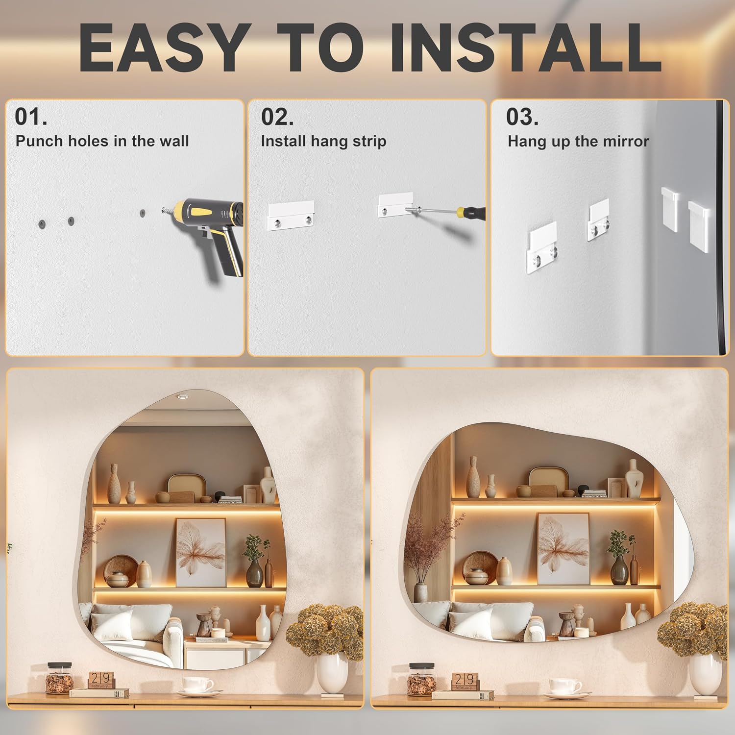 Hasipu Irregular and Frameless Mirrors KM-BGZ10176