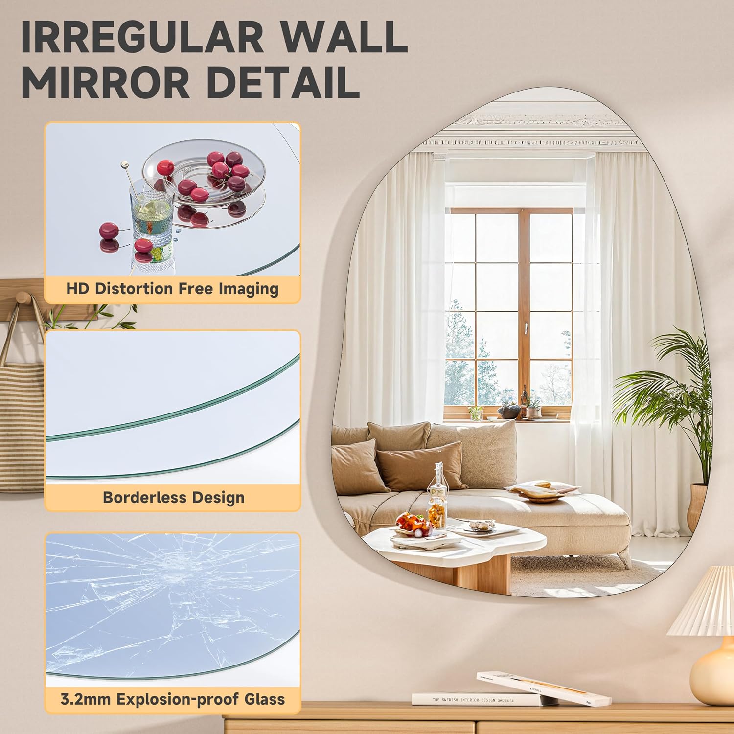Hasipu Irregular and Frameless Mirrors KM-BGZ10176