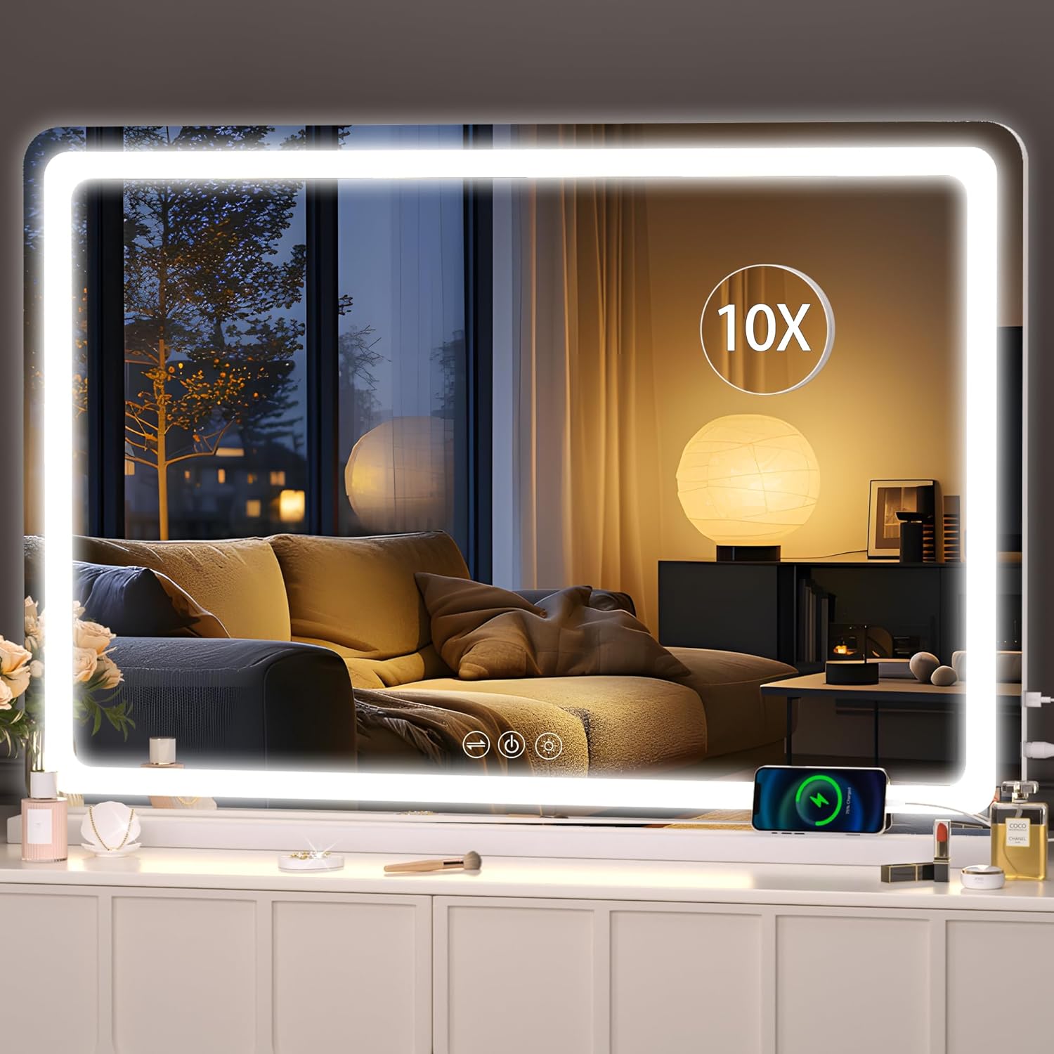 HASIPU Vanity Mirror with Light, LED Makeup Mirror, Round White