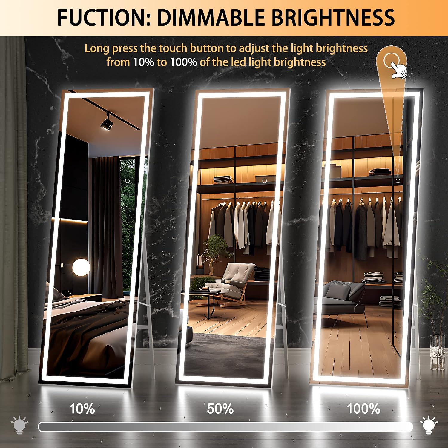 Hasipu LED Full Length Mirrors with Light KM-LED14140