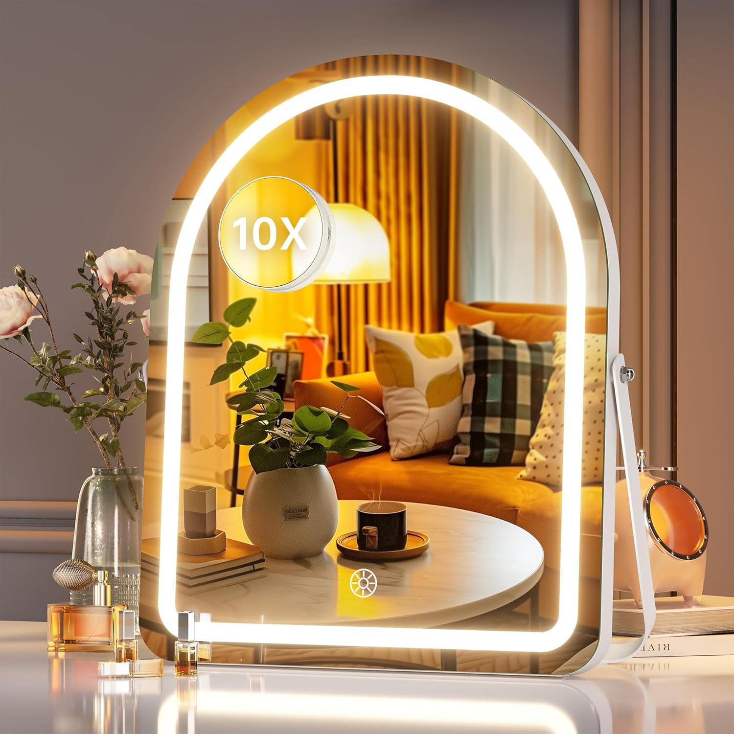 HAISPU Vanity Mirror with Light, Arched LED Makeup Mirror, Bluetooth