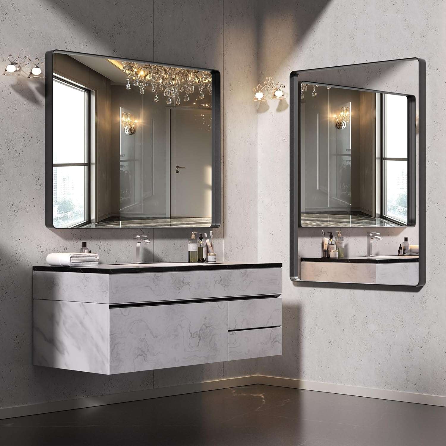 HASIPU Bathroom Mirror,Metal Framed Bath Mirror, Rectangle