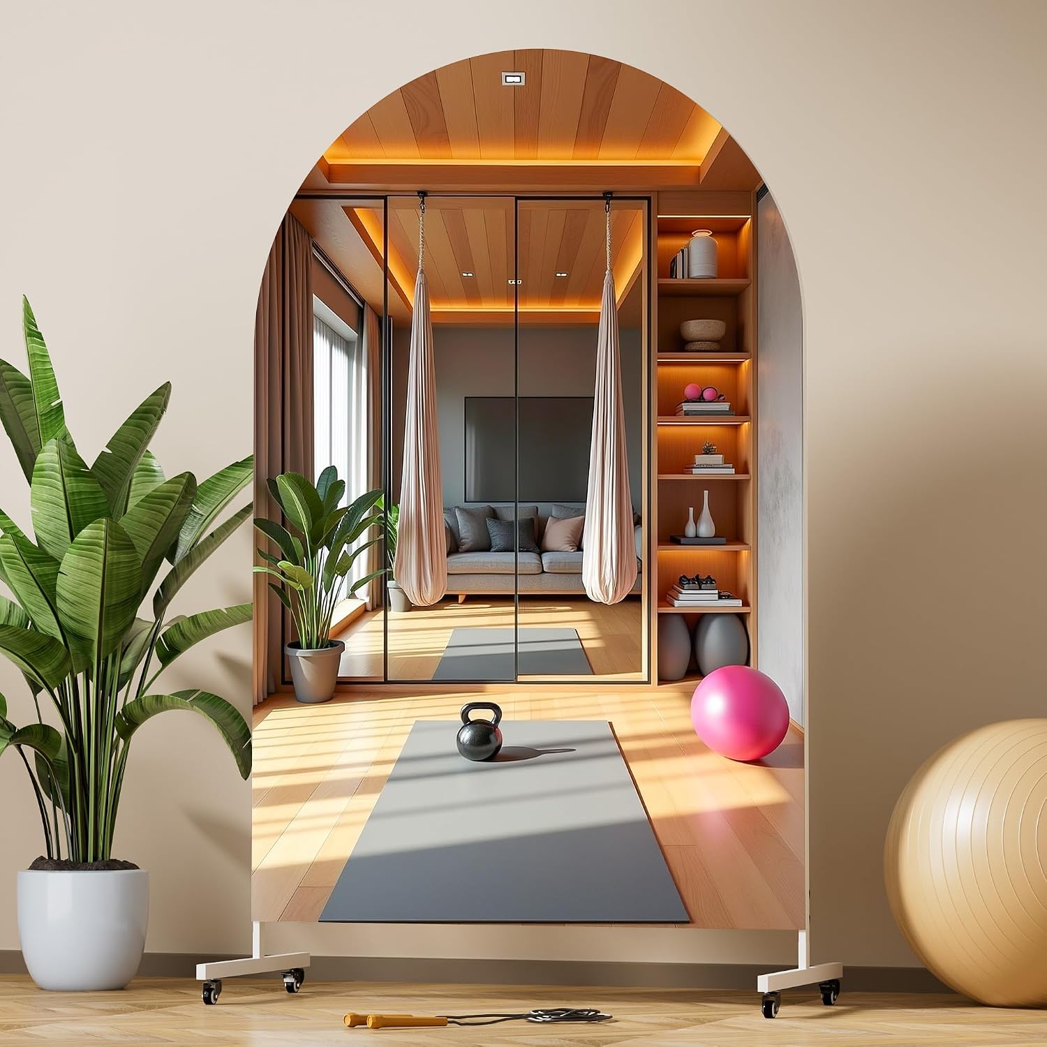 Hasipu Arched Full Length Mirror on Wheels KM-MOVE-A