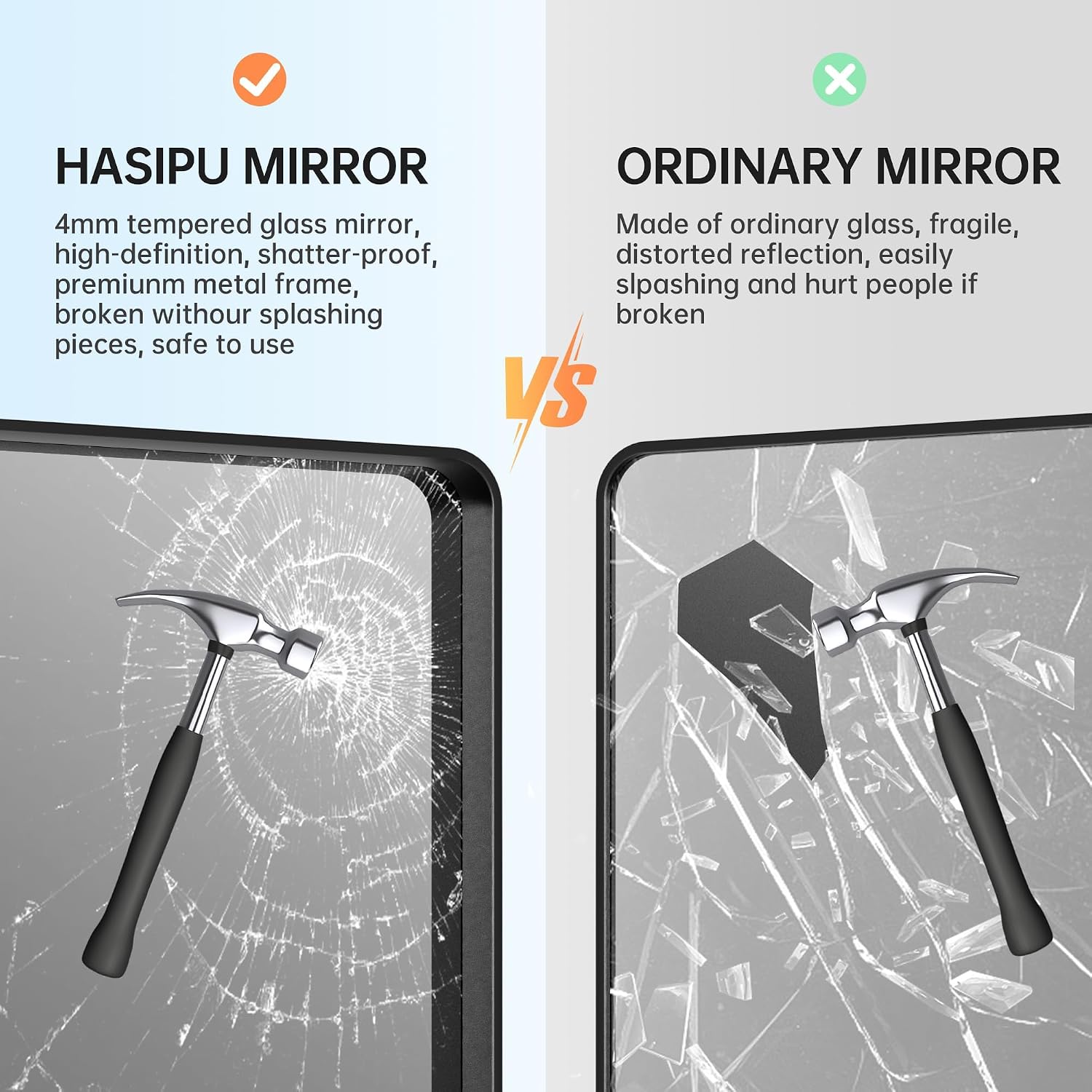 Hasipu Bathroom Mirror with a Metal Frame KM-AAR150100