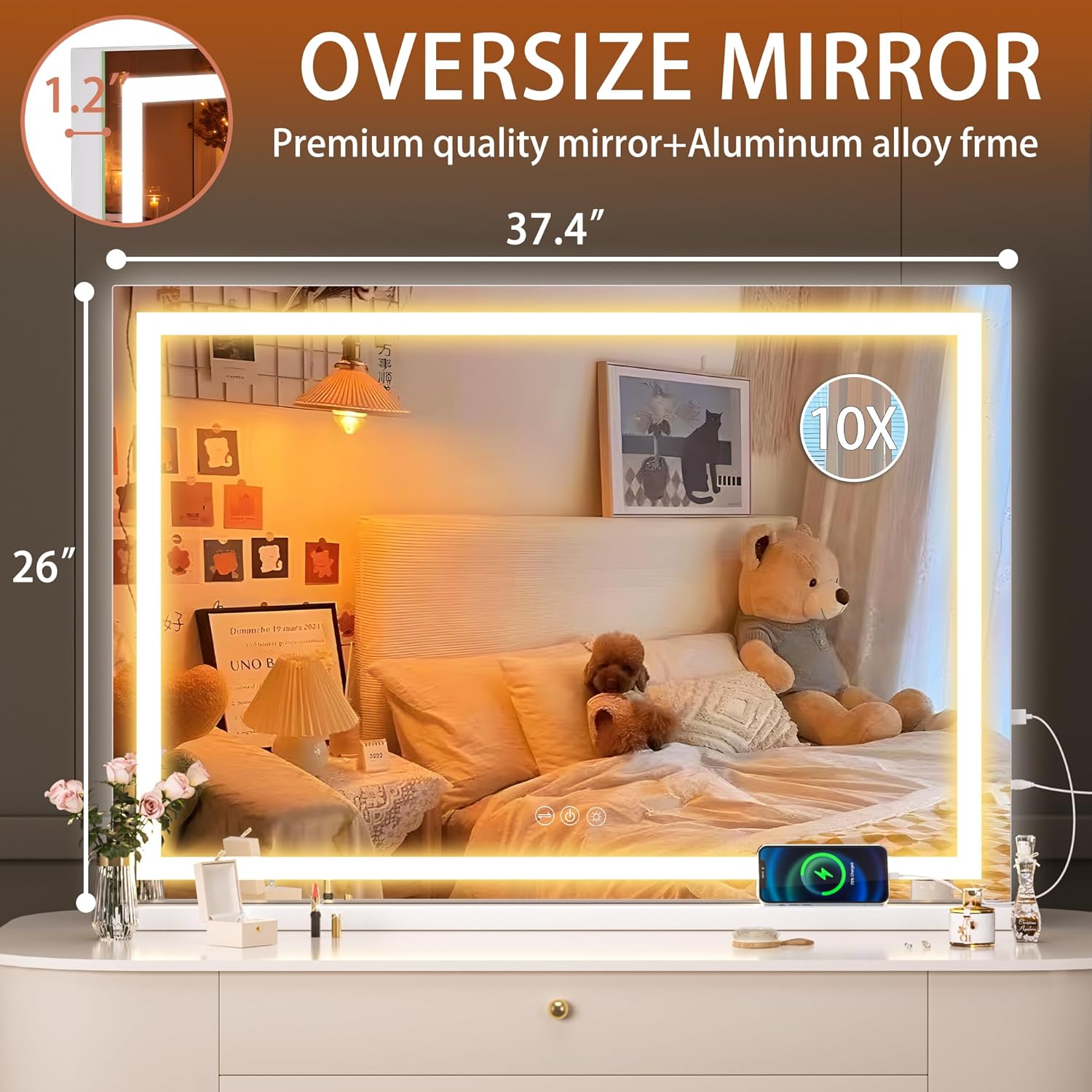 HASIPU Vanity Mirror with Light, LED Makeup Mirror, Lighted Makeup Mirror