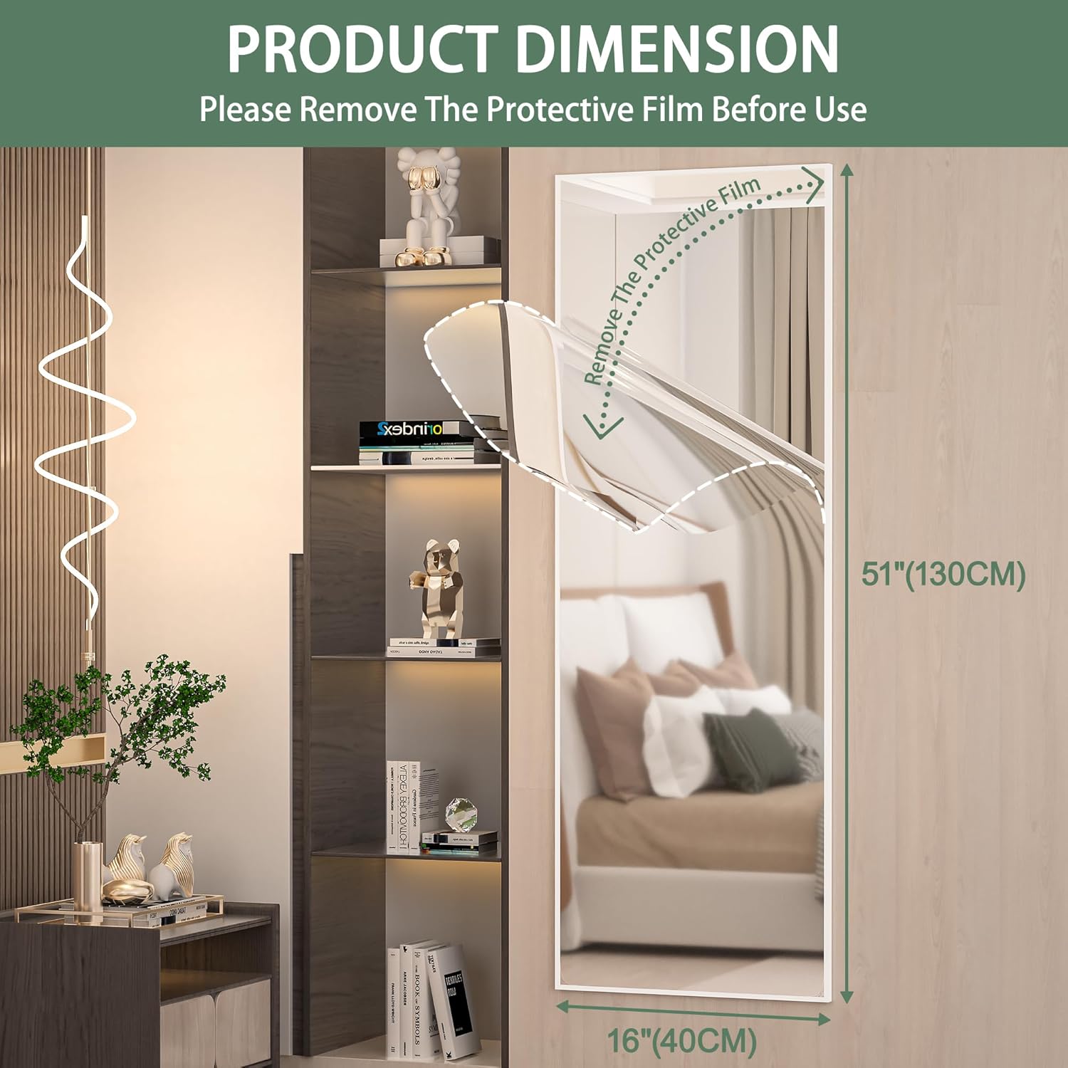 HASIPU Full Length, 51" x 16"  Full Body Door Mirror Wall Mirror