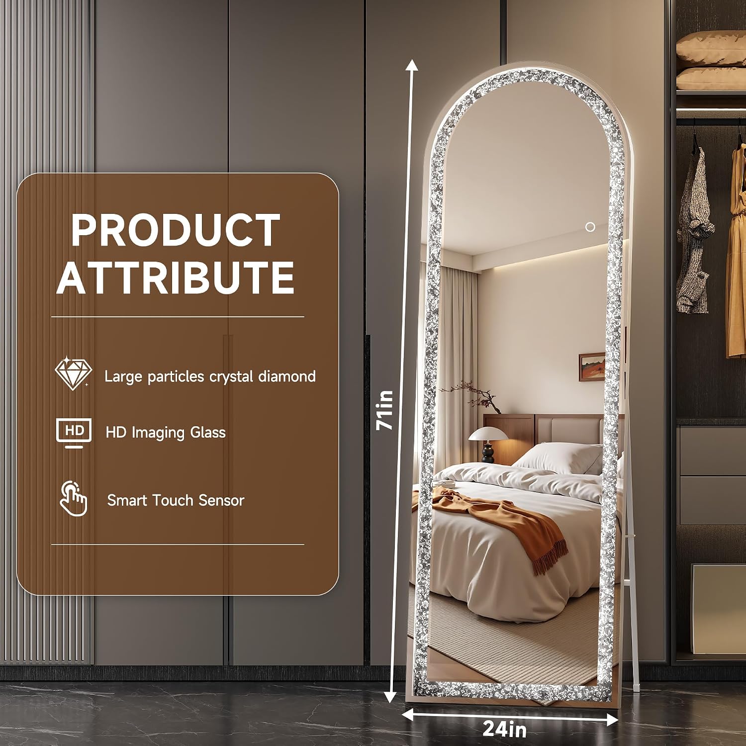 Hasipu LED Diamond Full-length Mirror KM-DIAC-FLB