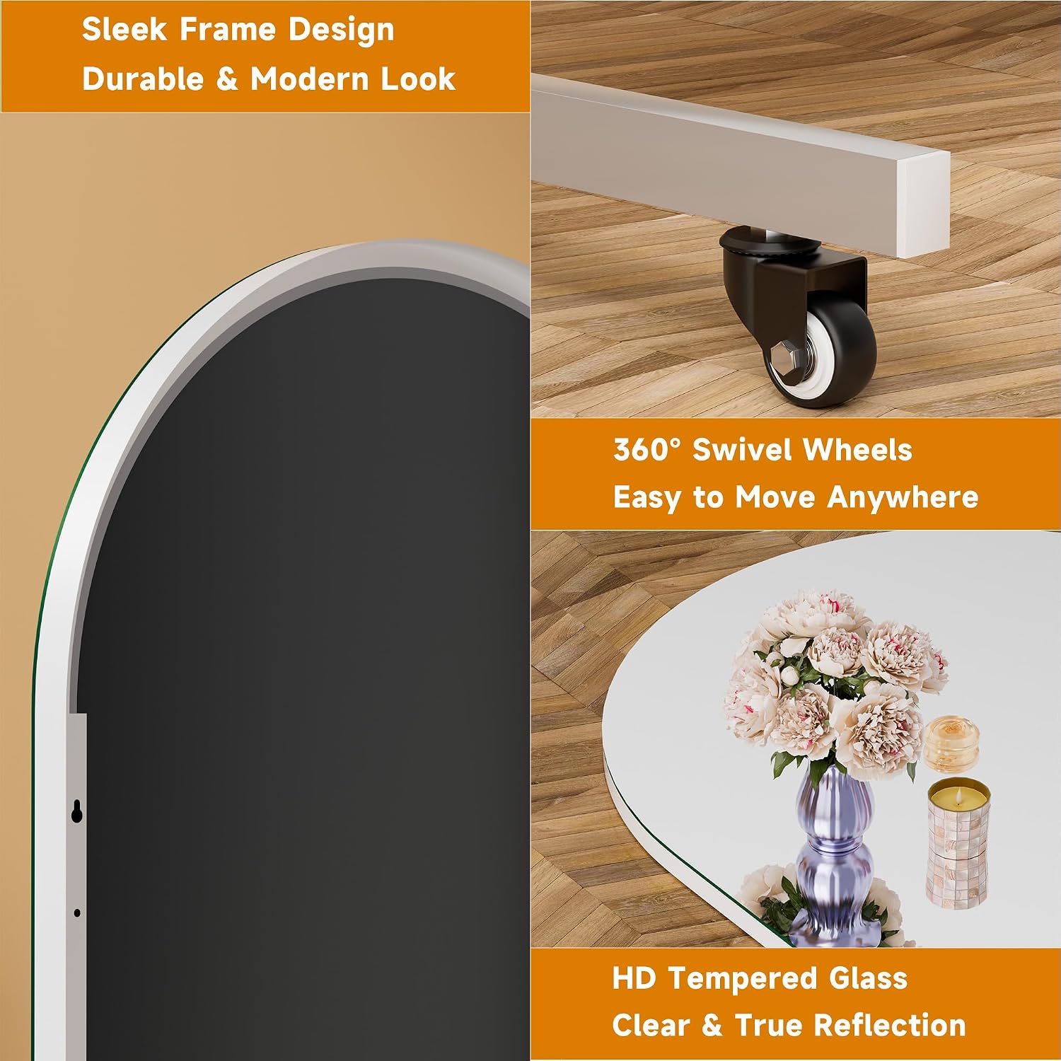 Hasipu Arched Full Length Mirror on Wheels KM-MOVE-A