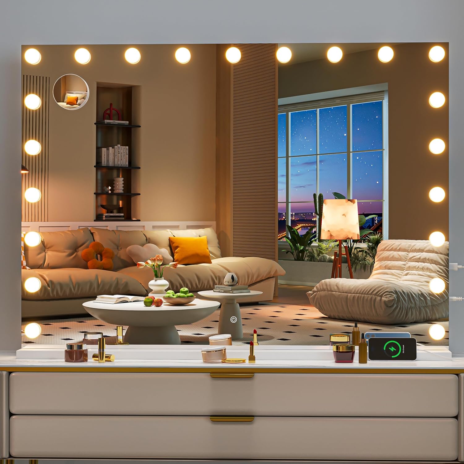 Hasipu Vanity Makeup Hollywood Mirror with 21 Dimmable Bulbs HA-KM-HLW1