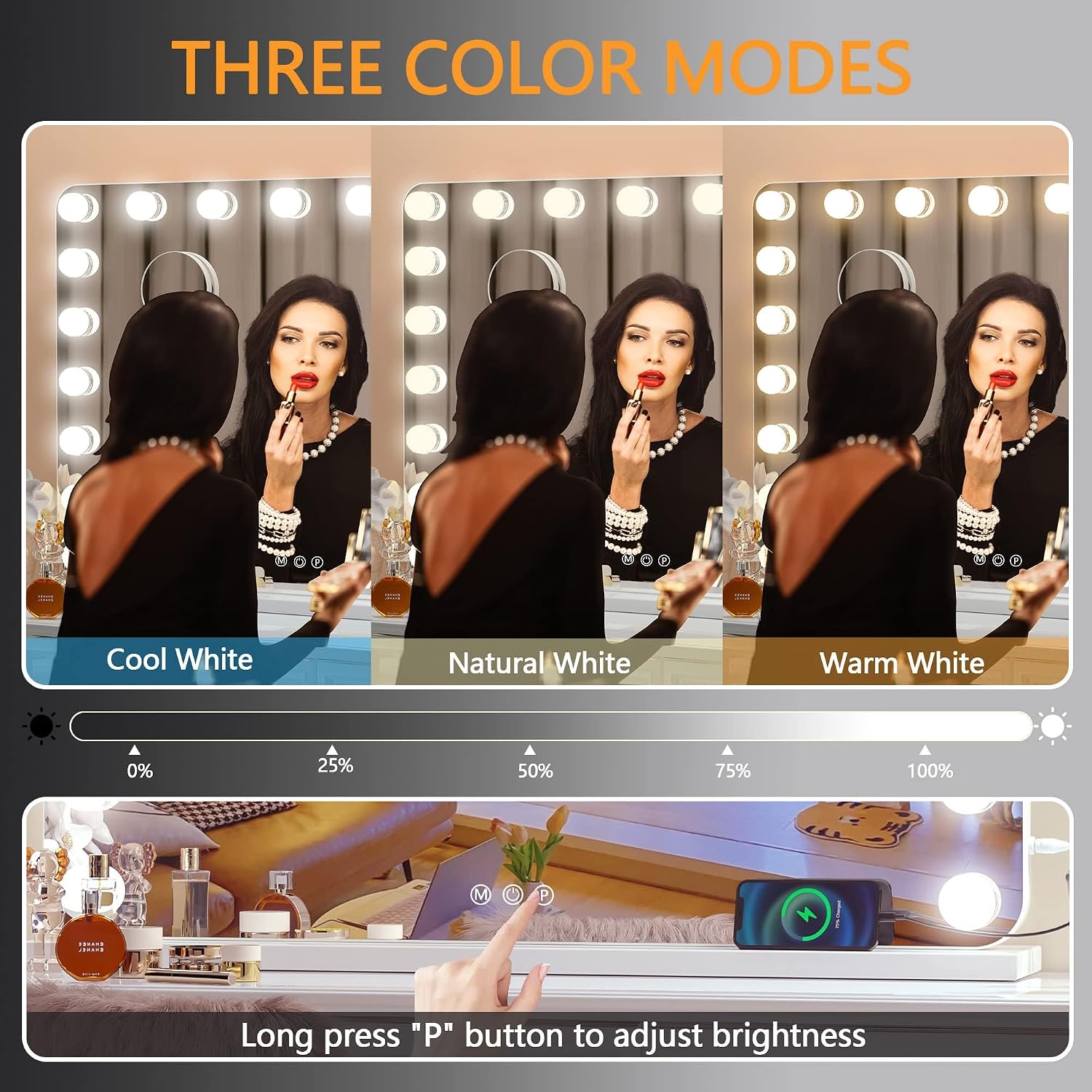 Hasipu Vanity Makeup Hollywood Mirror with 21 Dimmable Bulbs HA-KM-HLW1