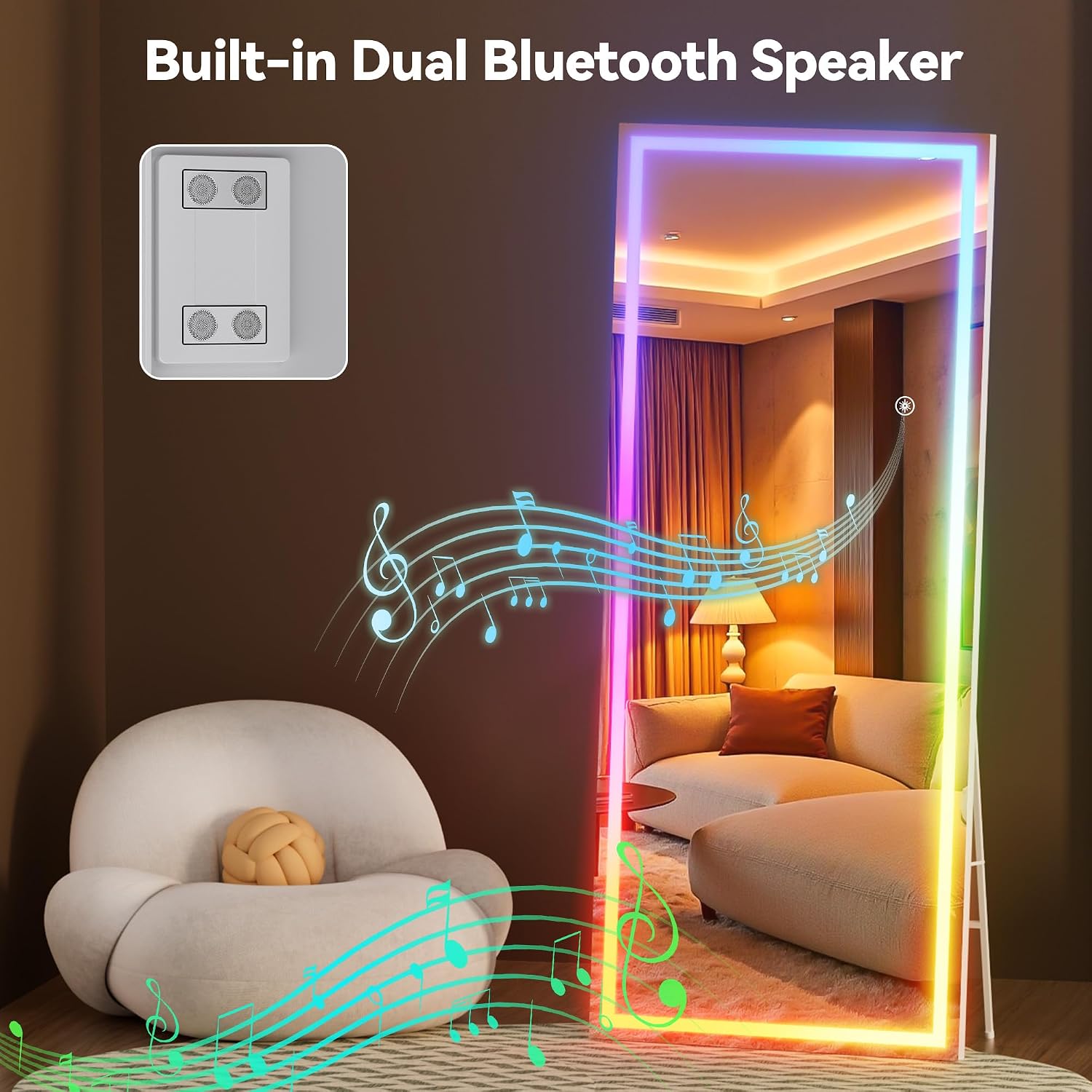 Hasipu LED Full Length Mirrors with Light and Bluetooth KM-RGB-LED