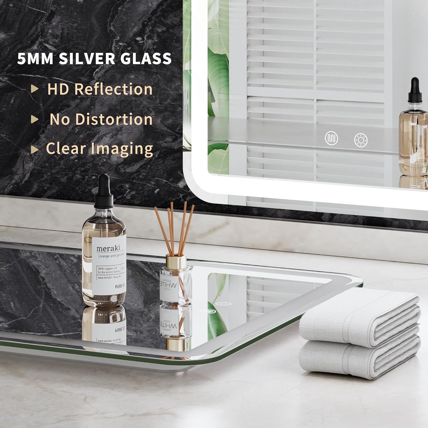 HASIPU Bathroom Mirror, LED Bathroom Mirror Lighted Mirror