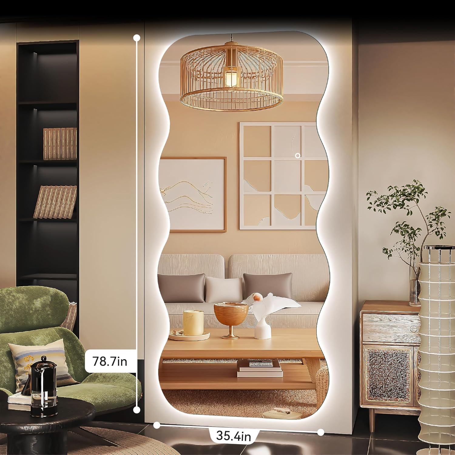 Hasipu Large Decorative Wall Mirror for Home Decor KM-QJ-WAVE