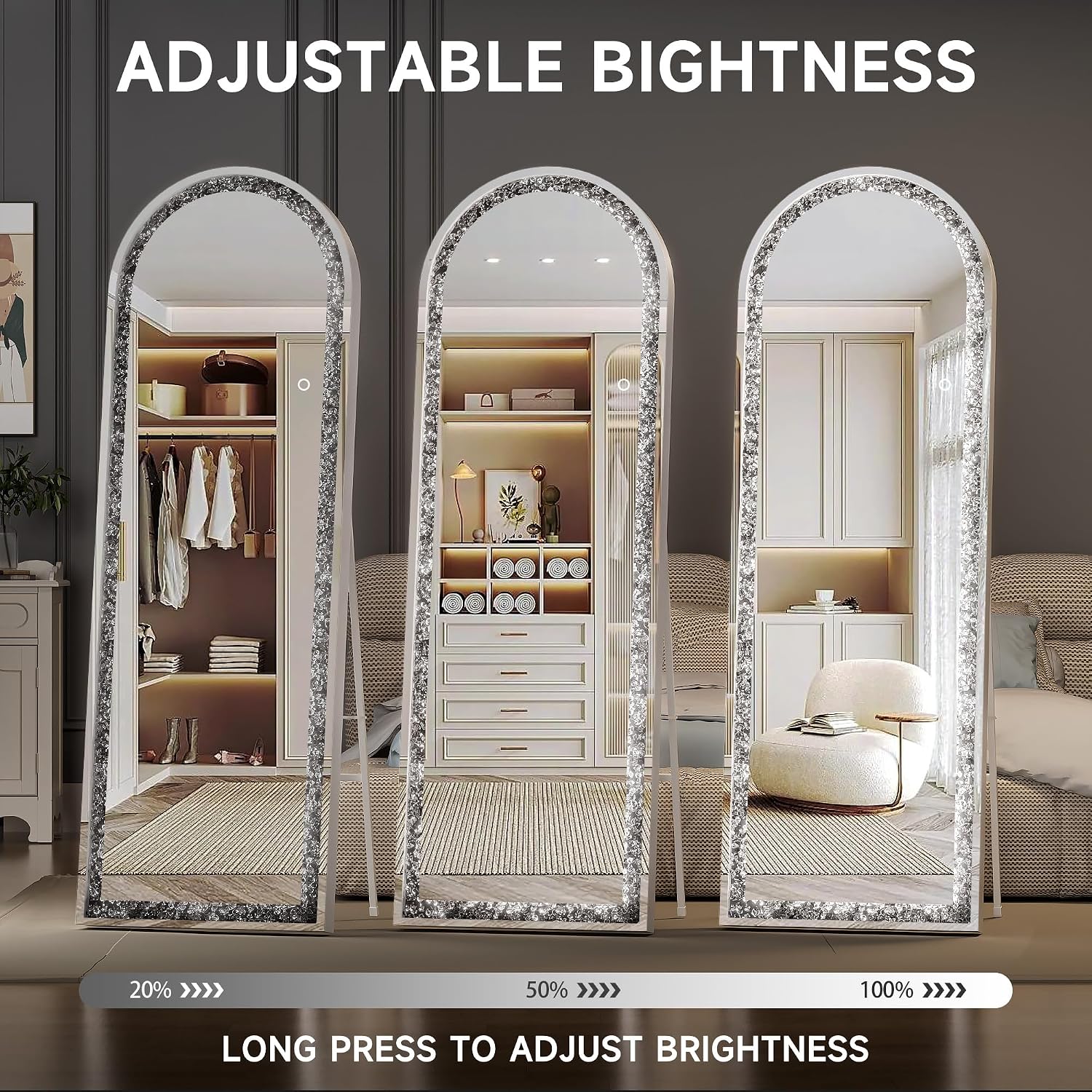 Hasipu LED Diamond Full-length Mirror KM-DIAC-FLB