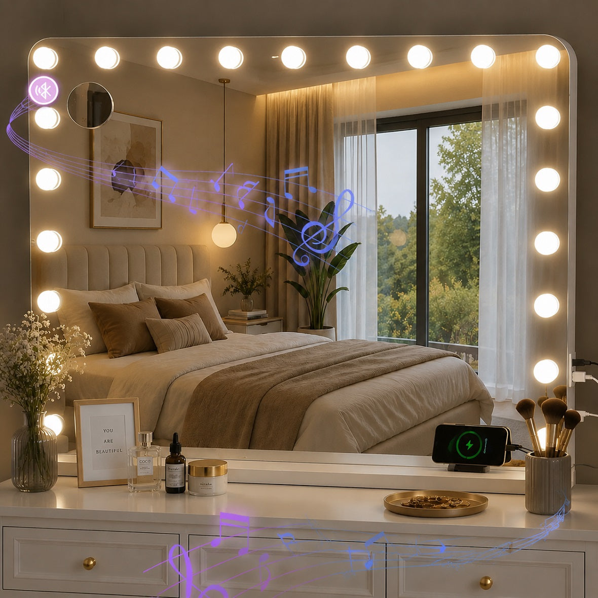 Hasipu Vanity Makeup Hollywood Mirror with 21 Dimmable Bulbs HA-KM-HLW1