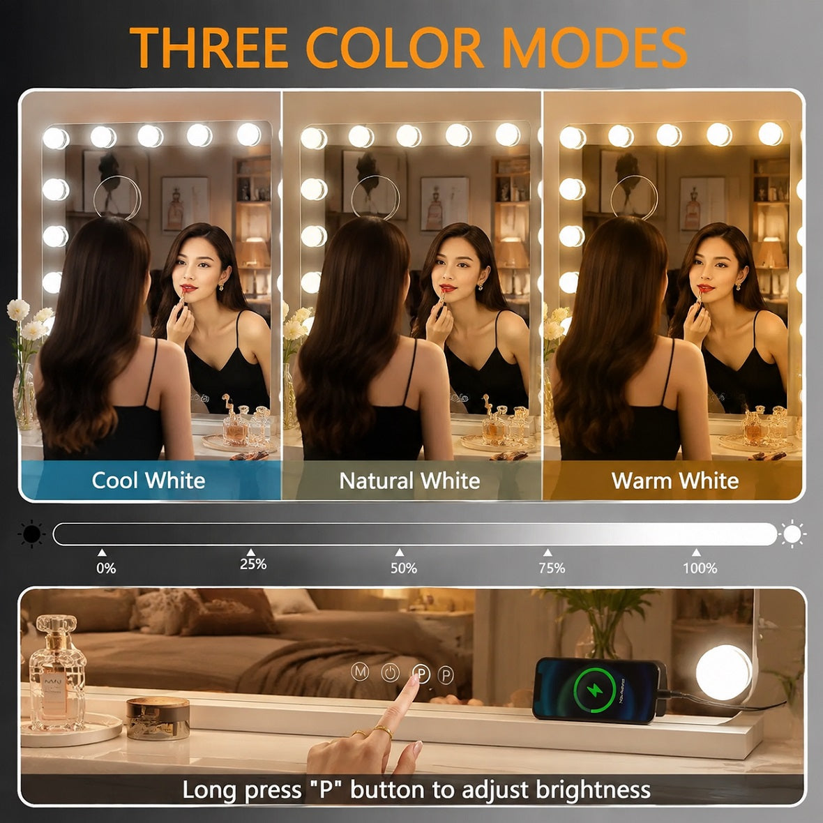 Hasipu Vanity Makeup Hollywood Mirror with 21 Dimmable Bulbs HA-KM-HLW1