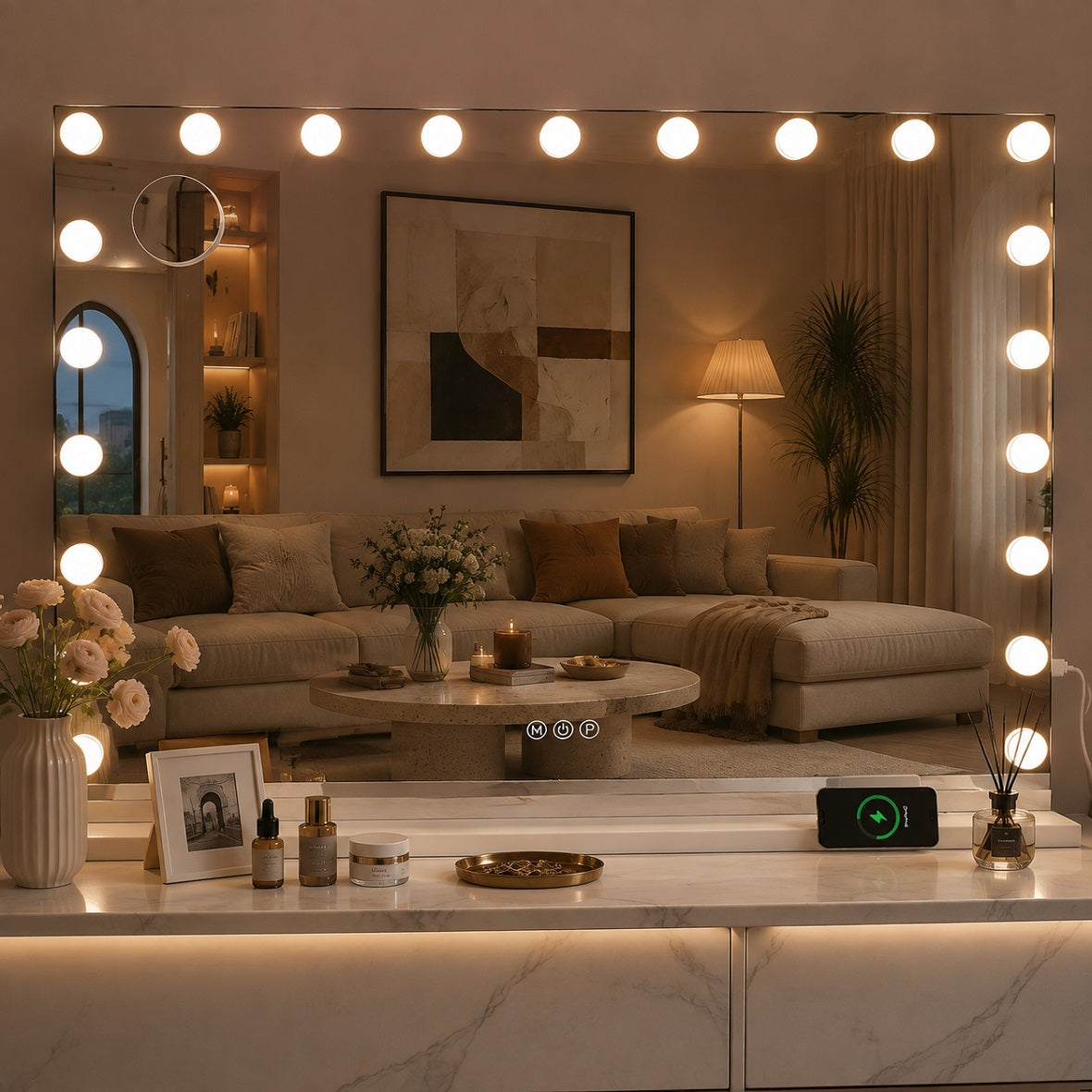 Hasipu Vanity Makeup Hollywood Mirror with 21 Dimmable Bulbs HA-KM-HLW1