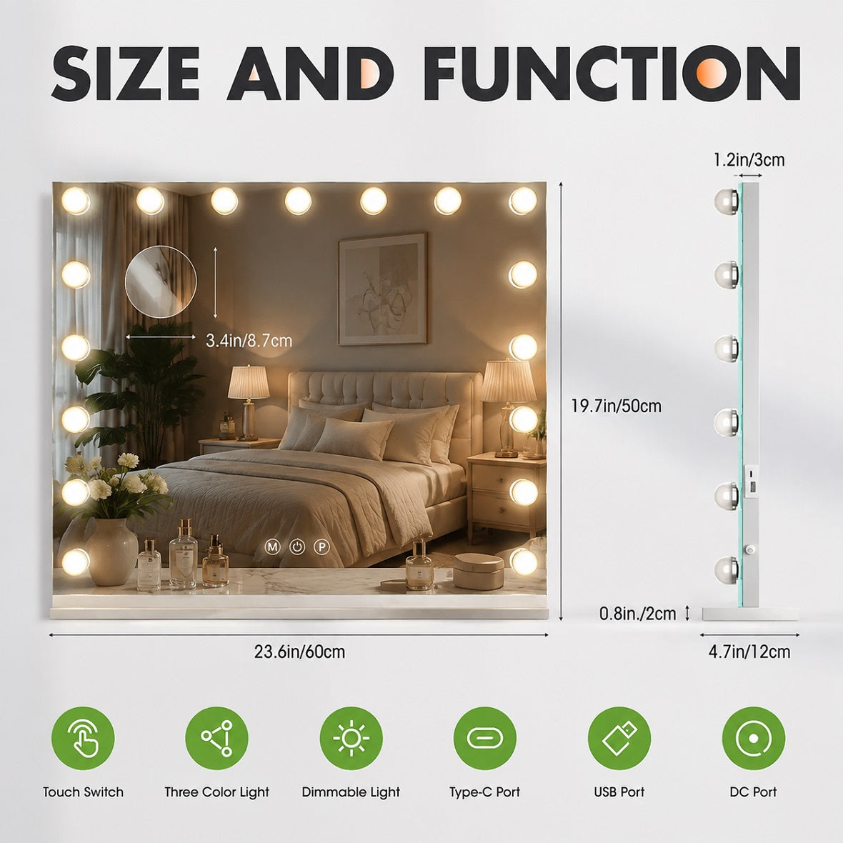 Hasipu LED Vanity Makeup Hollywood Mirror HLW010S