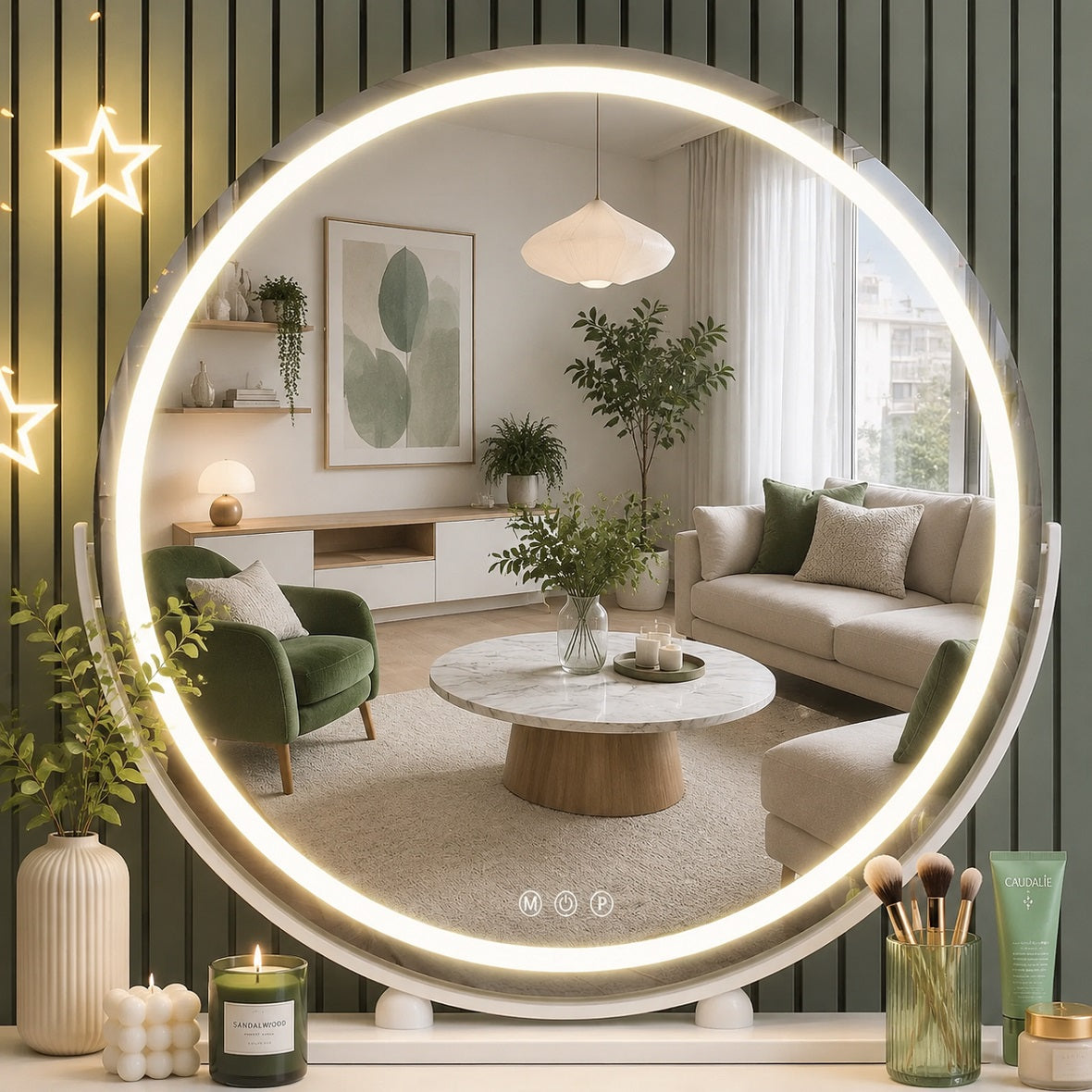 Hasipu Round Vanity Mirror with Lights HZ012